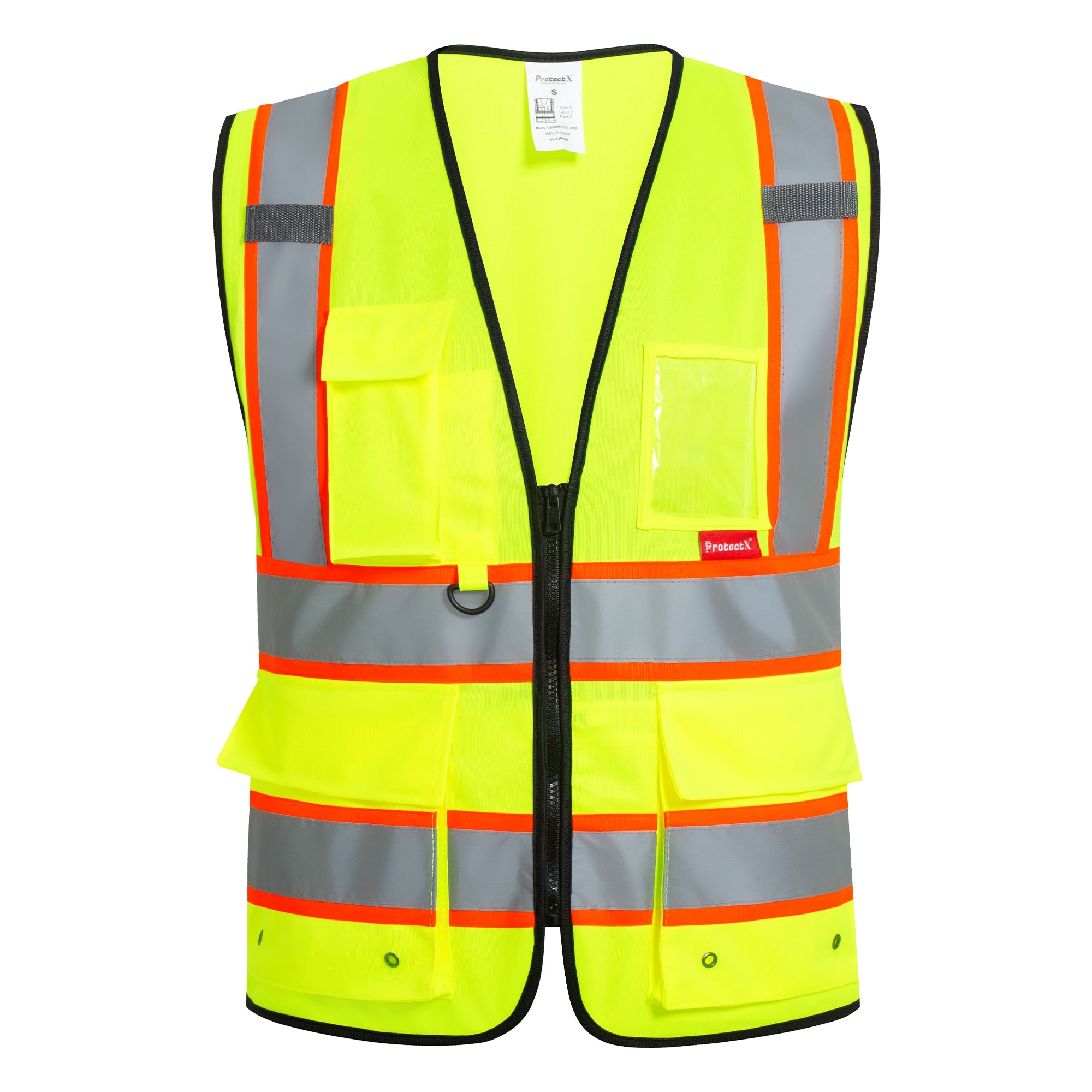 ProtectX 9 Pockets Green Safety Vest for Men Women High Visibility Reflective Vest for Construction Work Class 2<br>SV-120-SS9-GN-01