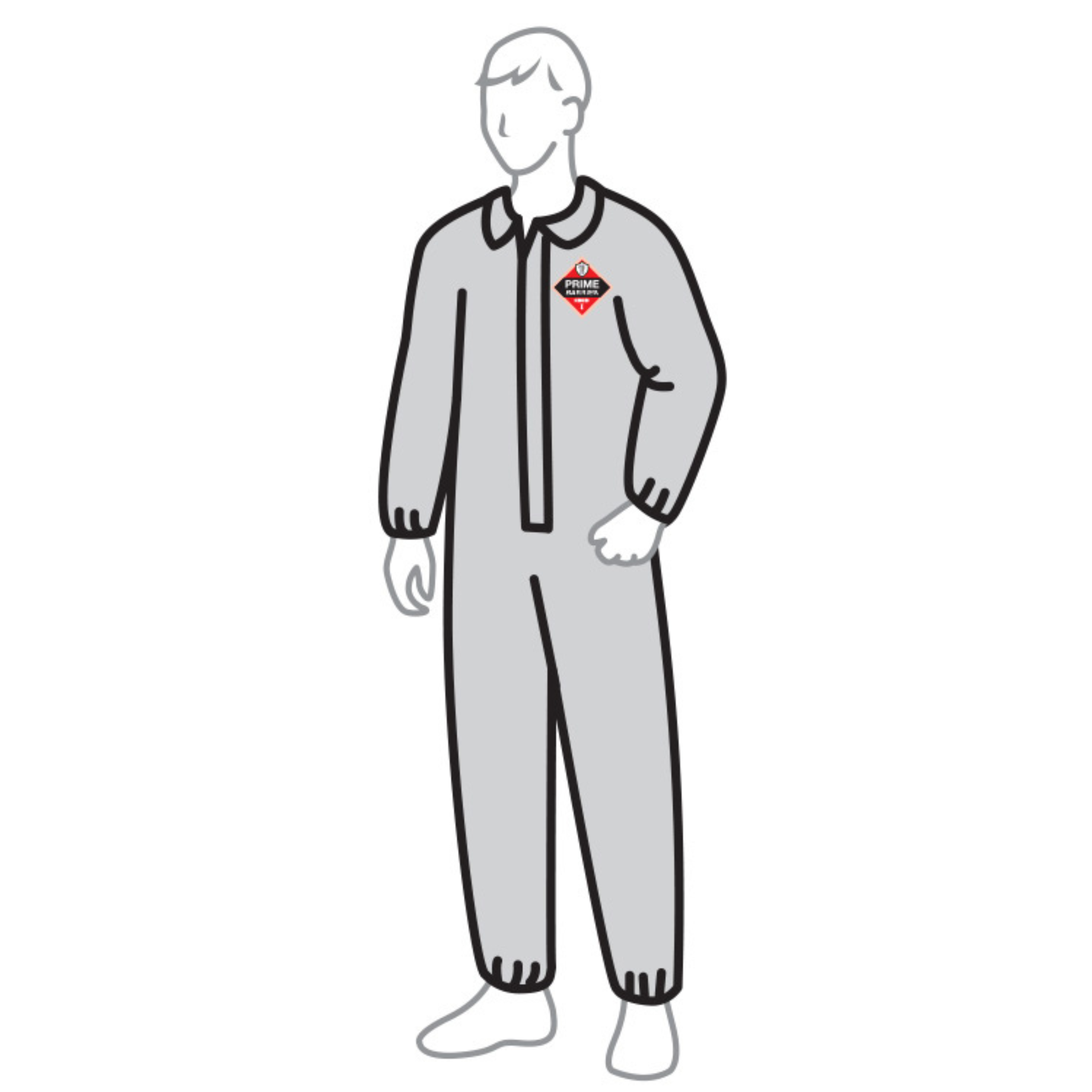 Standard Weight Polypropylene <br> Coverall With Collar, Elastic Wrists, Ankles And Zipper Front <br> 35345