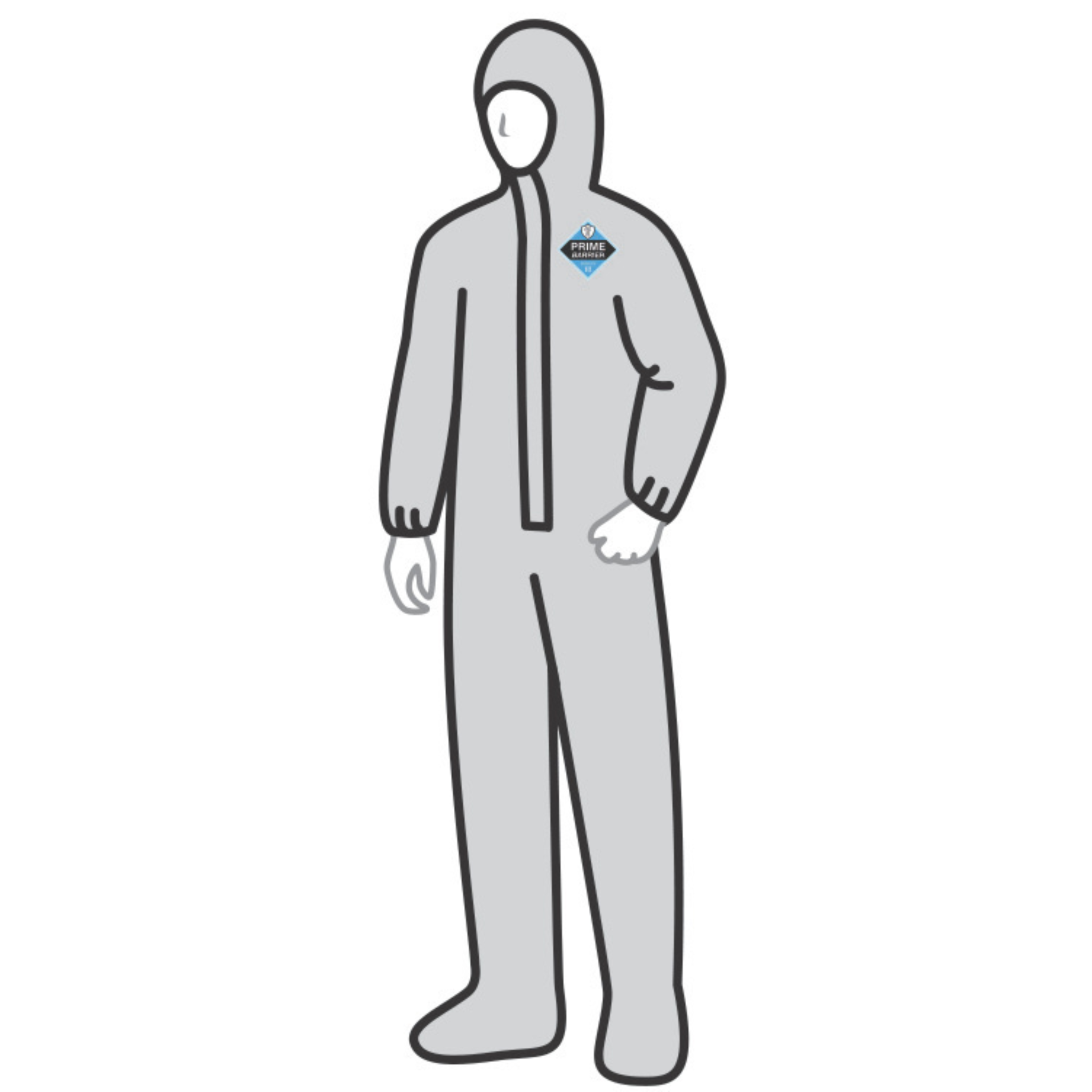 Micro-Porous Coverall <br> With  Hood and Boots <br> Elastic Wrist And Zipper Front <br> 38342