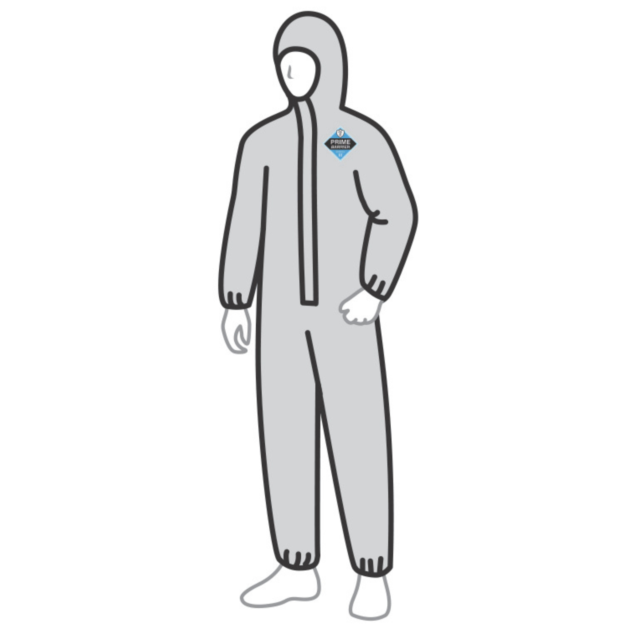 Micro-porous Polypropylene <br> Coverall With Hood Elastic <br> Wrists Ankles and Zipper Front <br> 38347