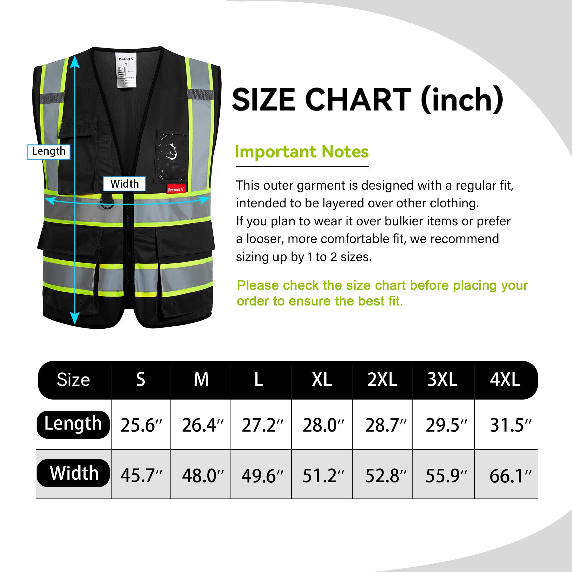 ProtectX 9 Pockets Black Safety Vest for Men Women High Visibility Reflective Vest for Construction Work<br>SV-120-SS9-BK-01