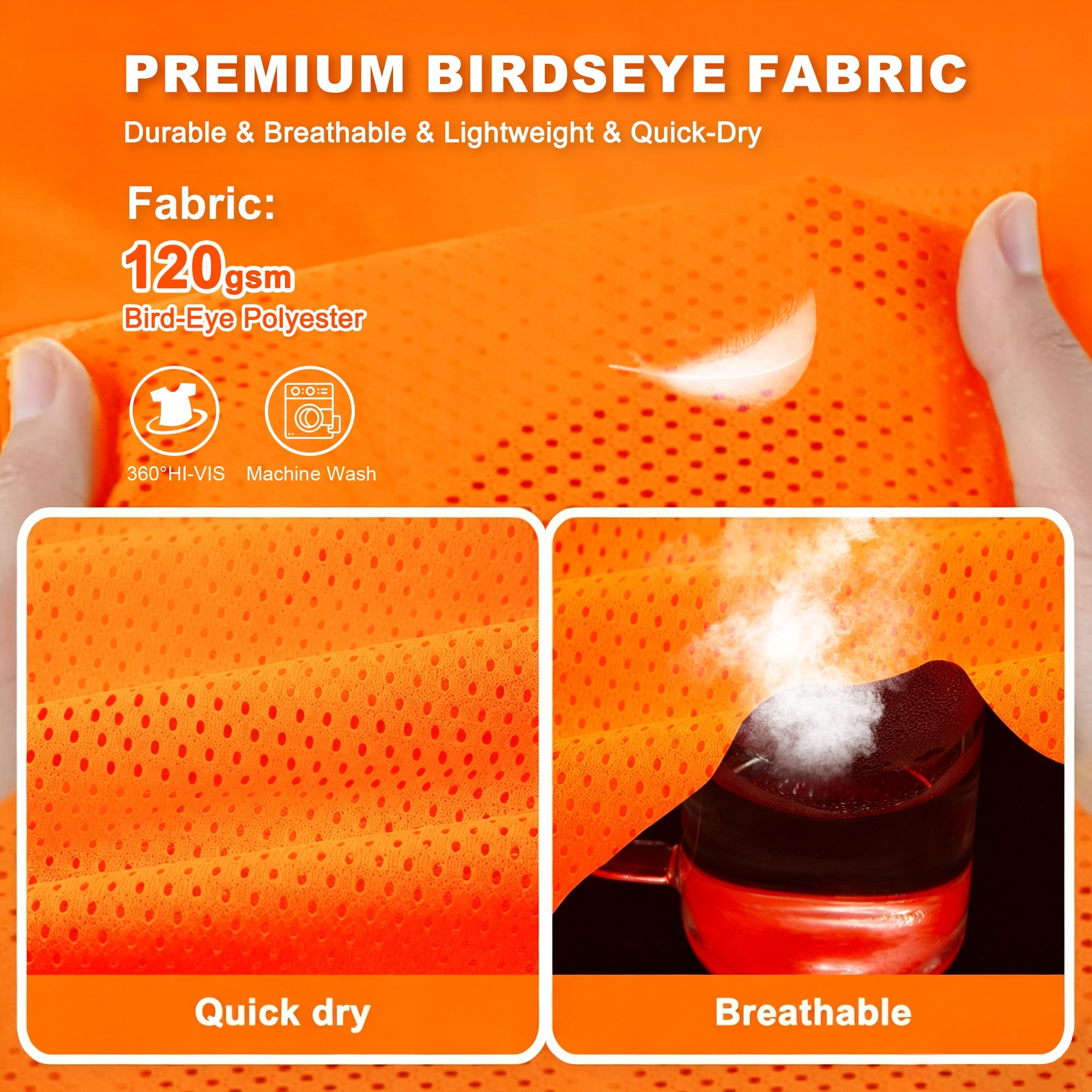 ProtectX Orange High Visibility Reflective Safety Vest for Men Women Hi Vis Work Construction Vest with Pockets Class 2 Zipper Front Meets ANSI Standards 7 Pockets<br>SV-120-FM7-OR-01