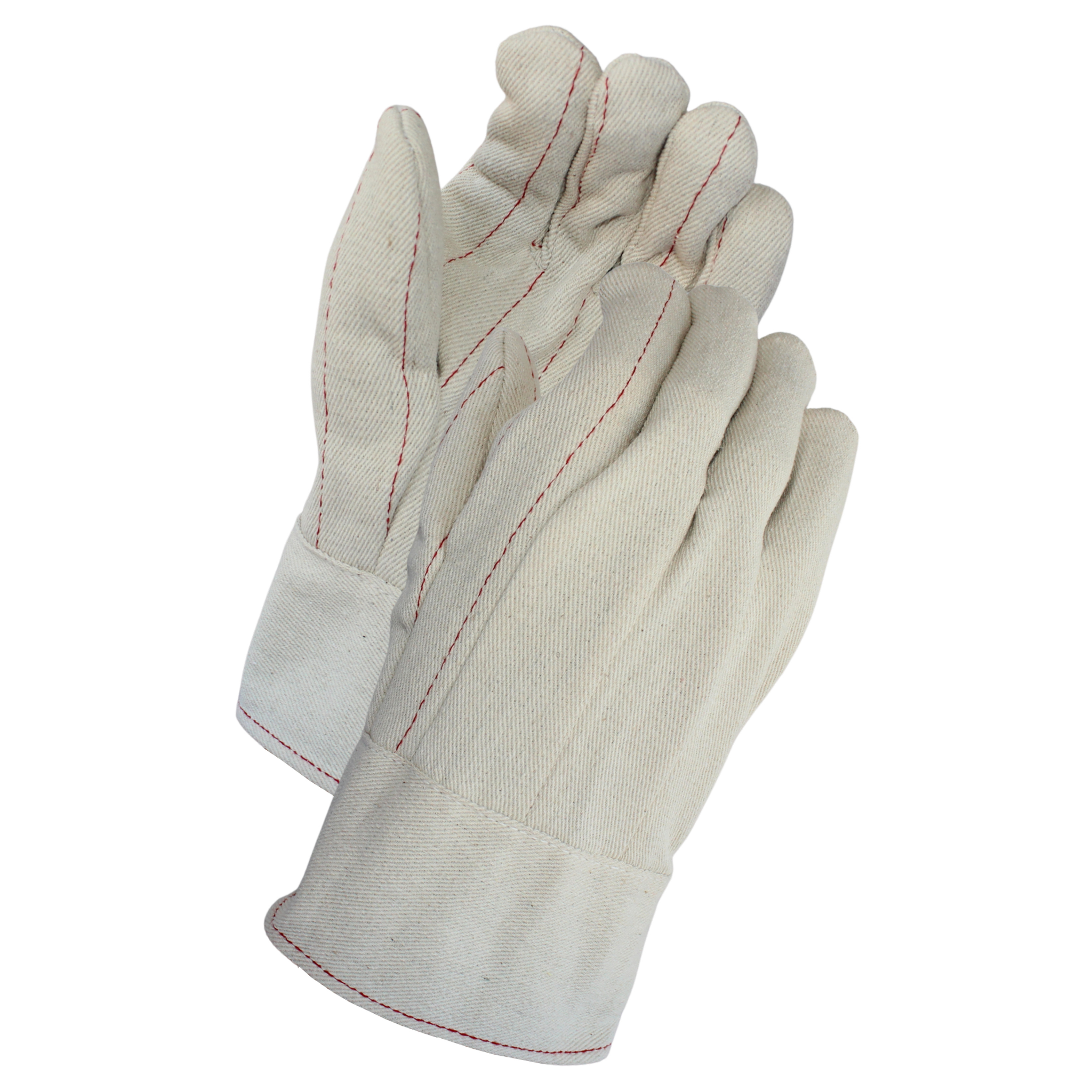 White Double Palm <br> Canvas Gloves With Band Top<br> 6553