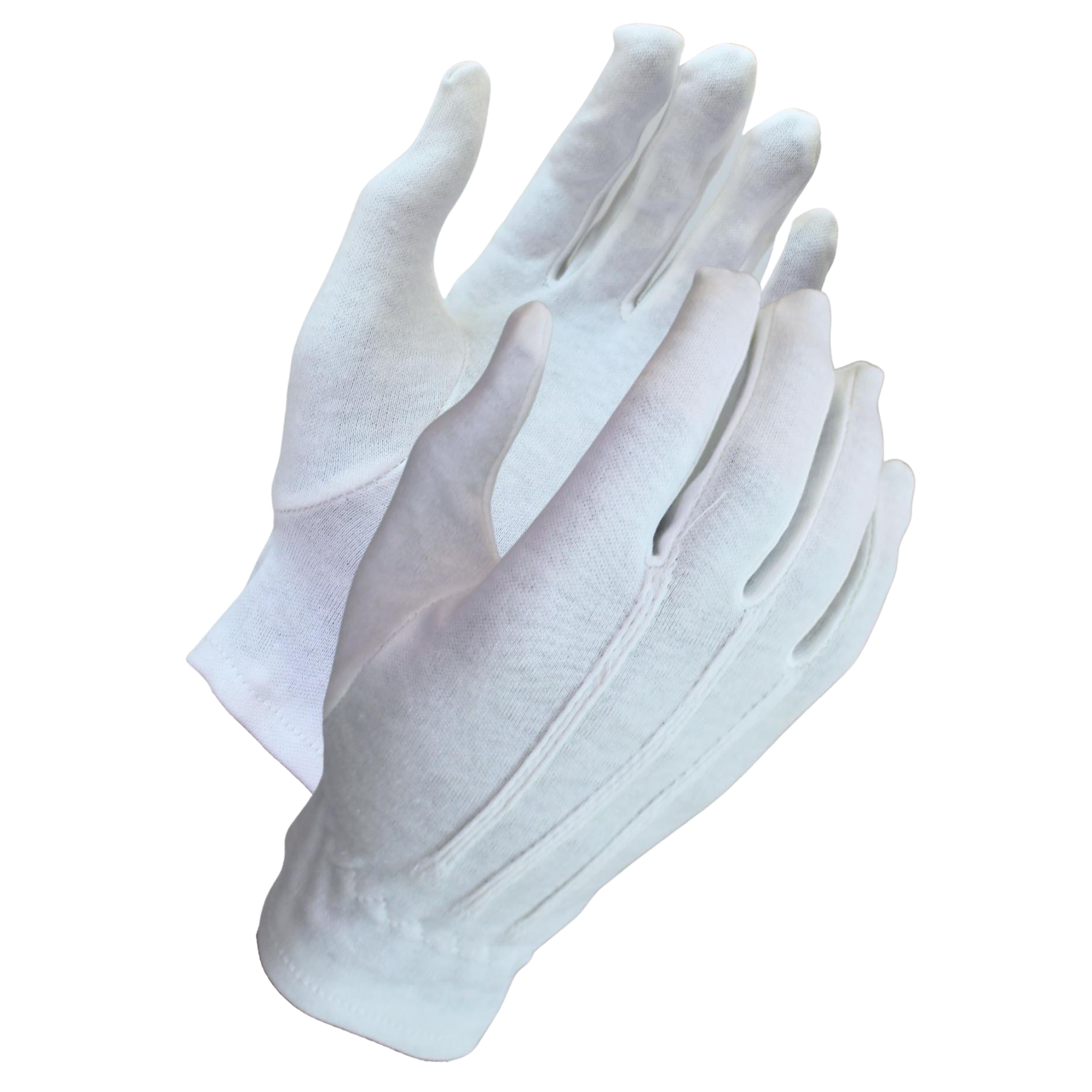 White Cotton Dress Glove With Tri-Pipes on Back <br> 6643