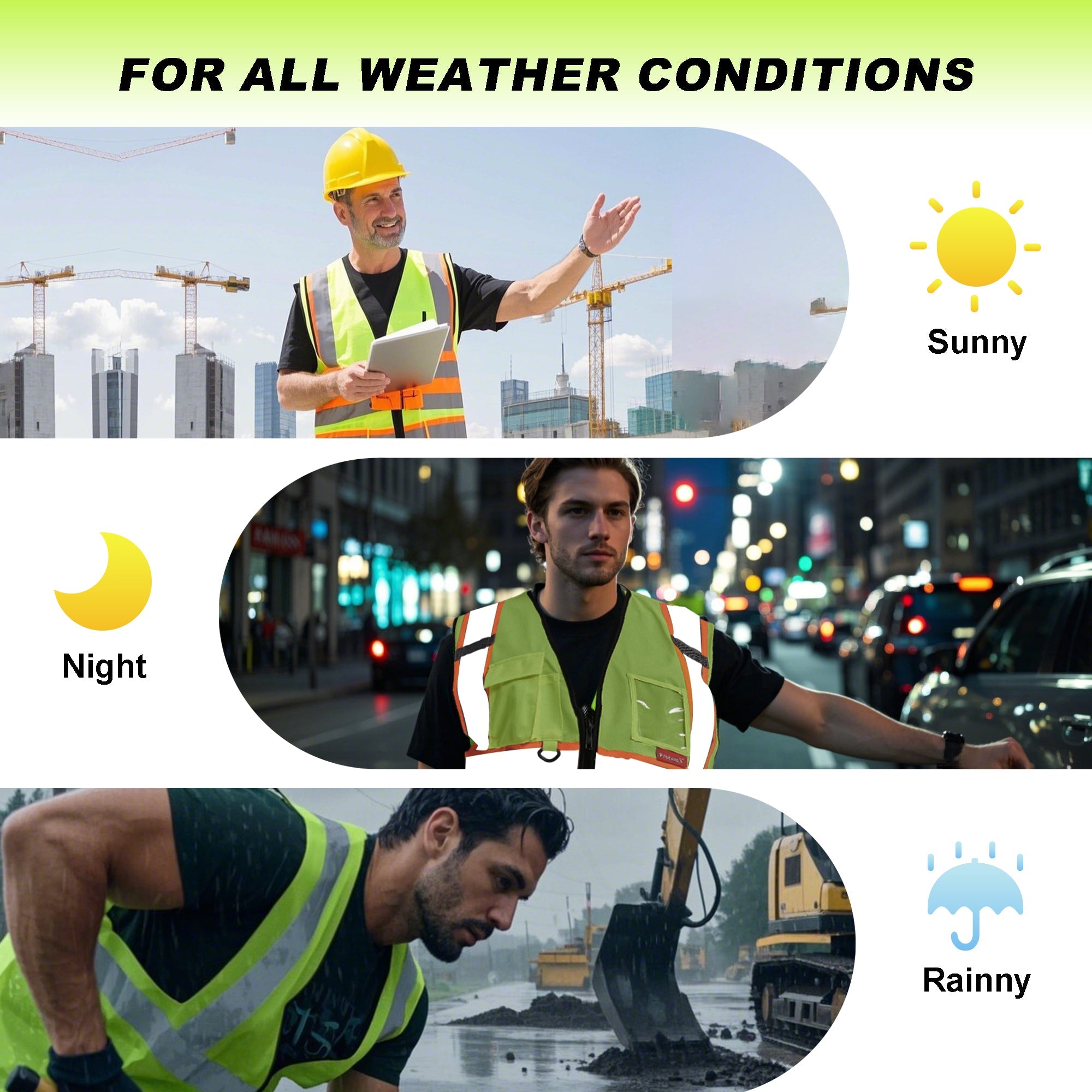 ProtectX 9 Pockets Green Safety Vest for Men Women High Visibility Reflective Vest for Construction Work Class 2<br>SV-120-SS9-GN-01