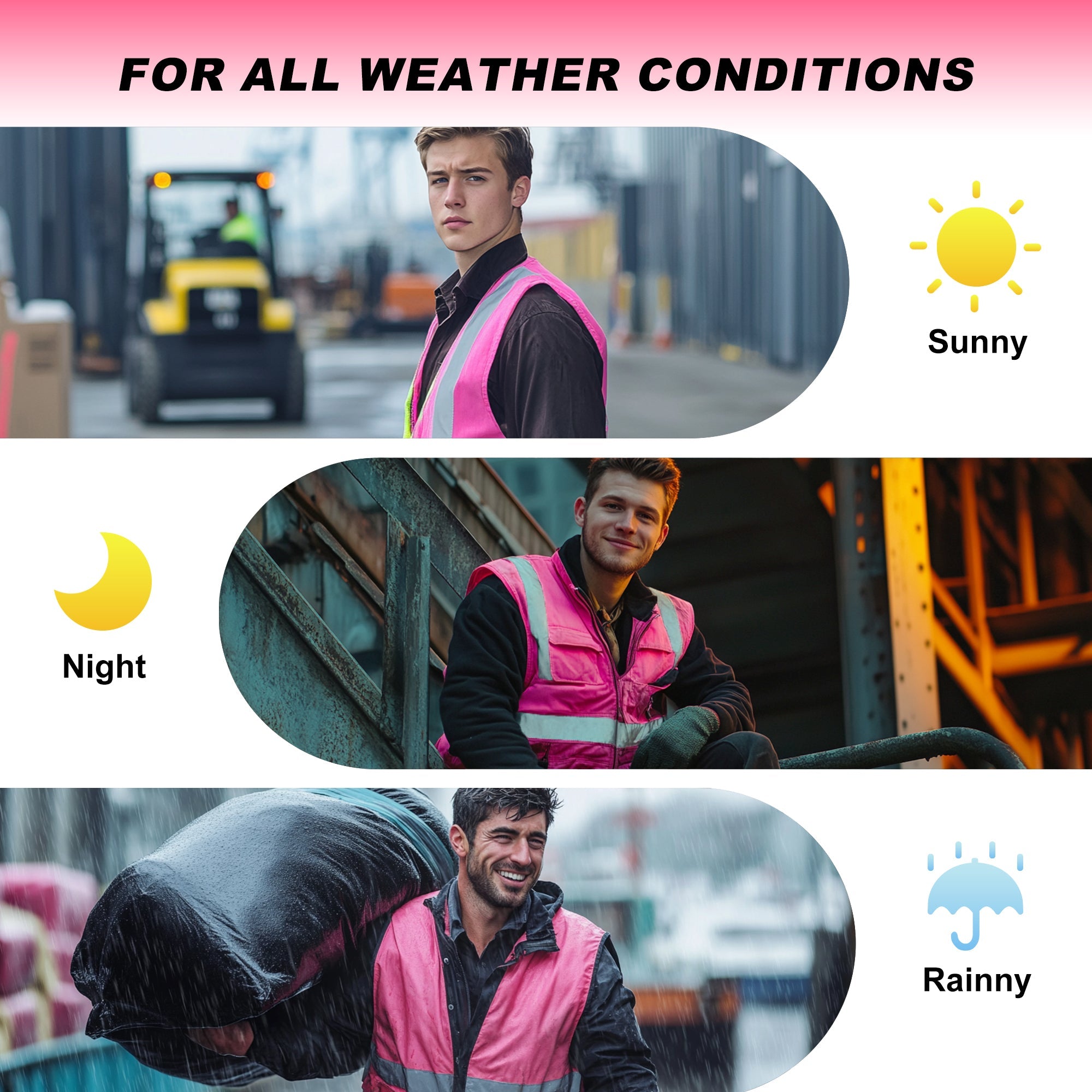 ProtectX Pink High Visibility Reflective Safety Vest for Men Women Hi Vis Work Construction Vest with Pockets Zipper Front  7 Pockets<br>SV-120-FM7-PK-01