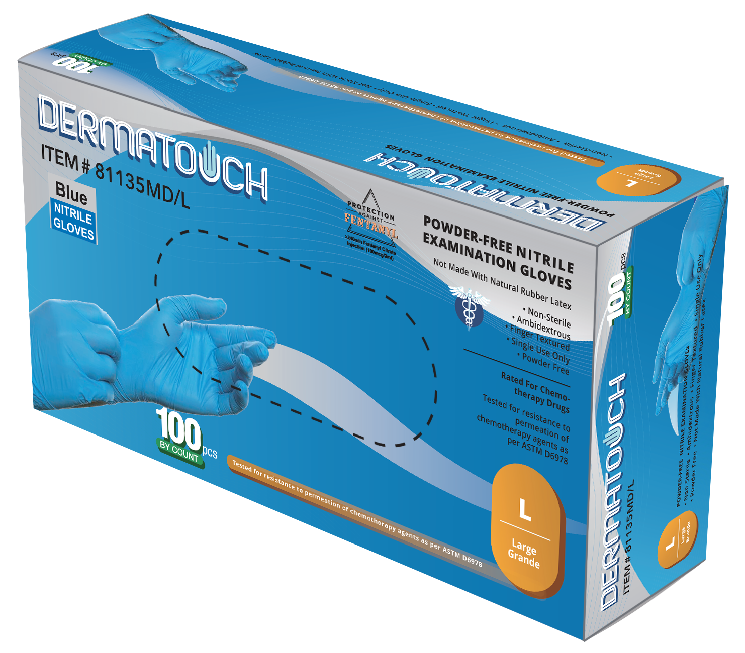 3.5 Mil Blue  Nitrile Examination  <br>Gloves - Powder-Free <br> 81135MD