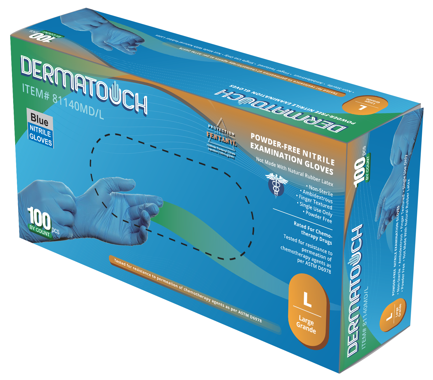 4 Mil Blue Nitrile Examination <br> Gloves Powder-Free <br>81140MD