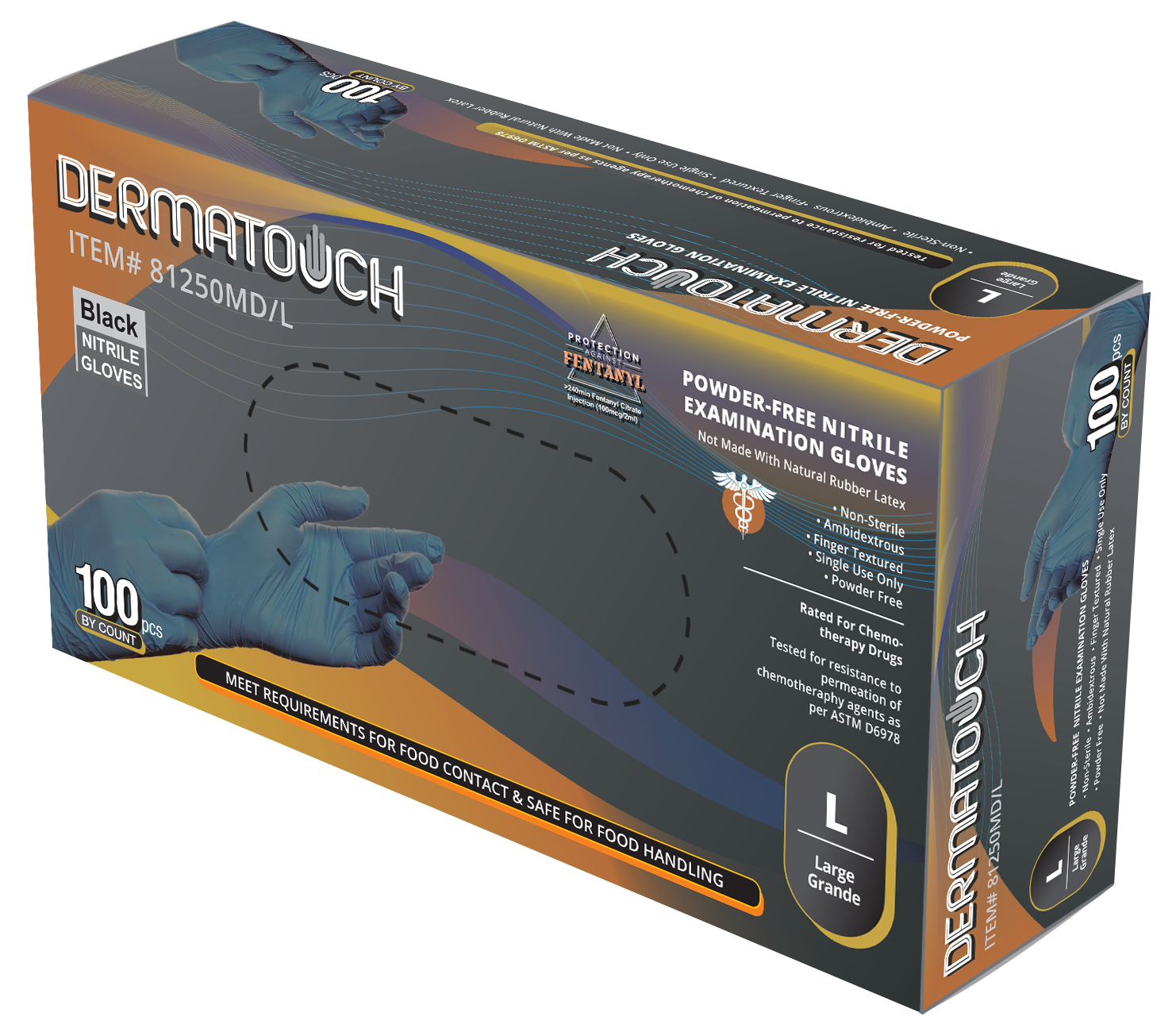 5 Mil Black Nitrile Examination <br> Gloves – Powder-Free <br>81250MD