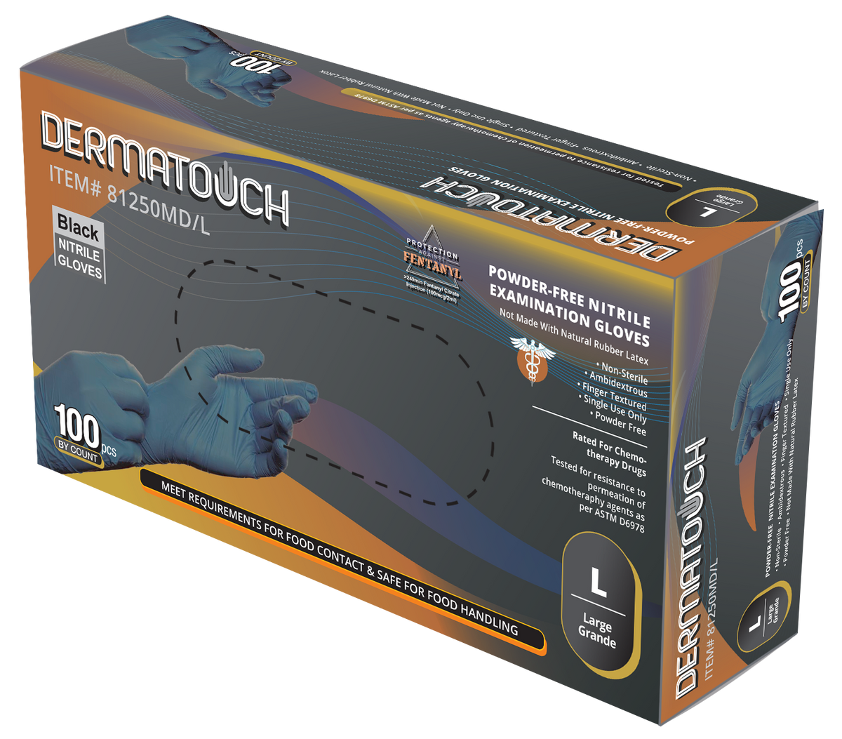 5 Mil Black Nitrile Examination <br> Gloves – Powder-Free <br>81250MD