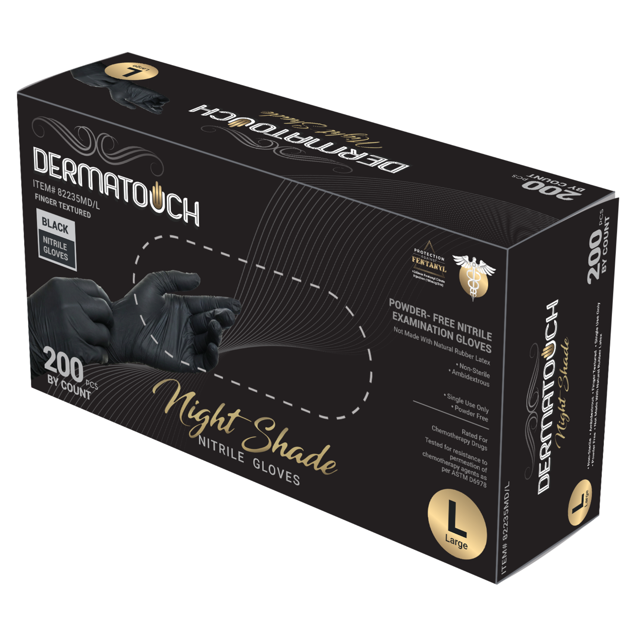 3.5 Mil Black Nitrile Examination <br>Gloves - Powder-Free <br> 82235MD