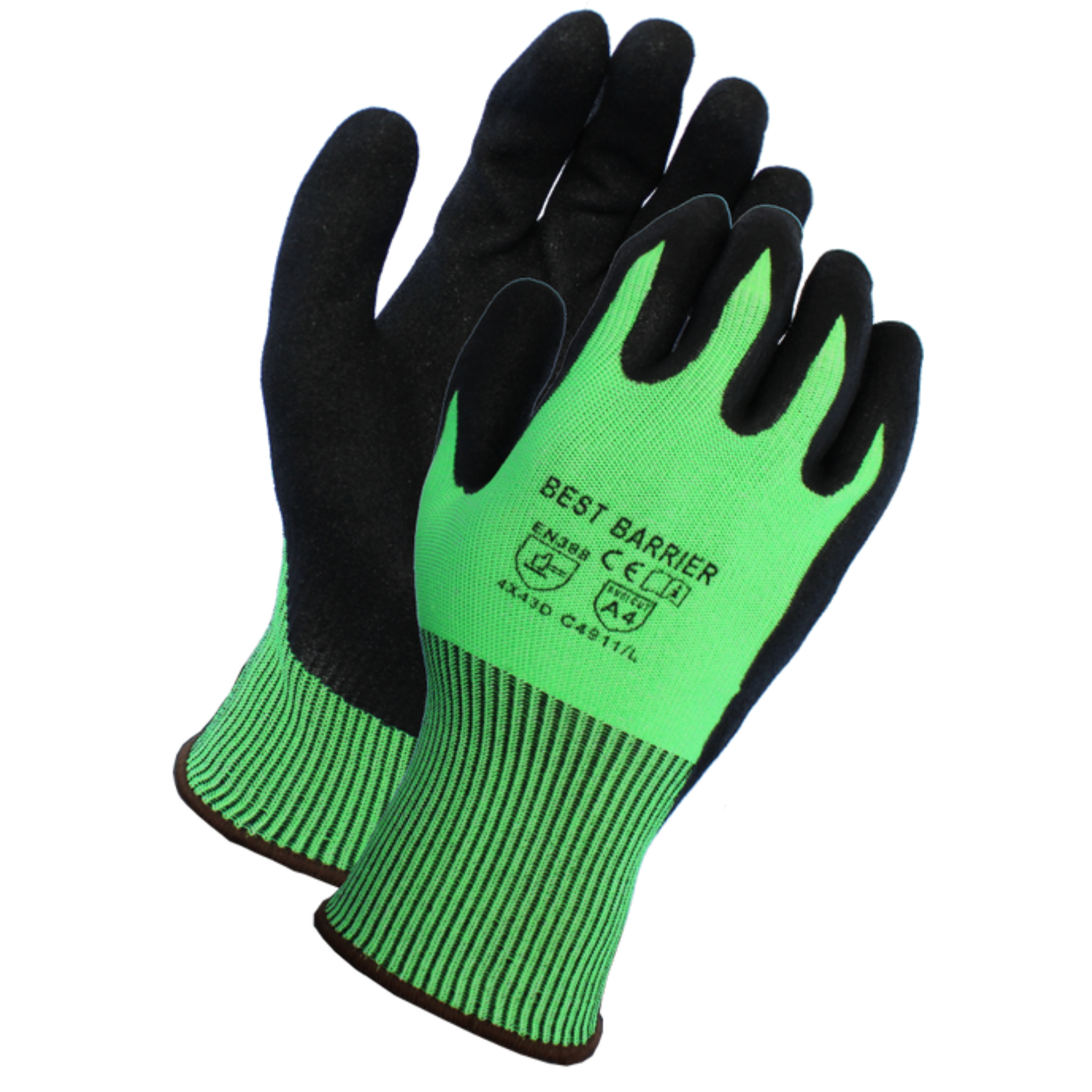 Cut Level A4, 13 Gauge, Black <br> Double Sandy Nitrile <br> Coated Gloves <br> C4911