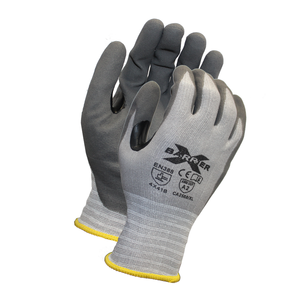 ANSI Cut A2, 18 Gauge, Gray Luxfoam  Palm Coated Gloves With Reinforced Thumb Crotch <br> CA2588R