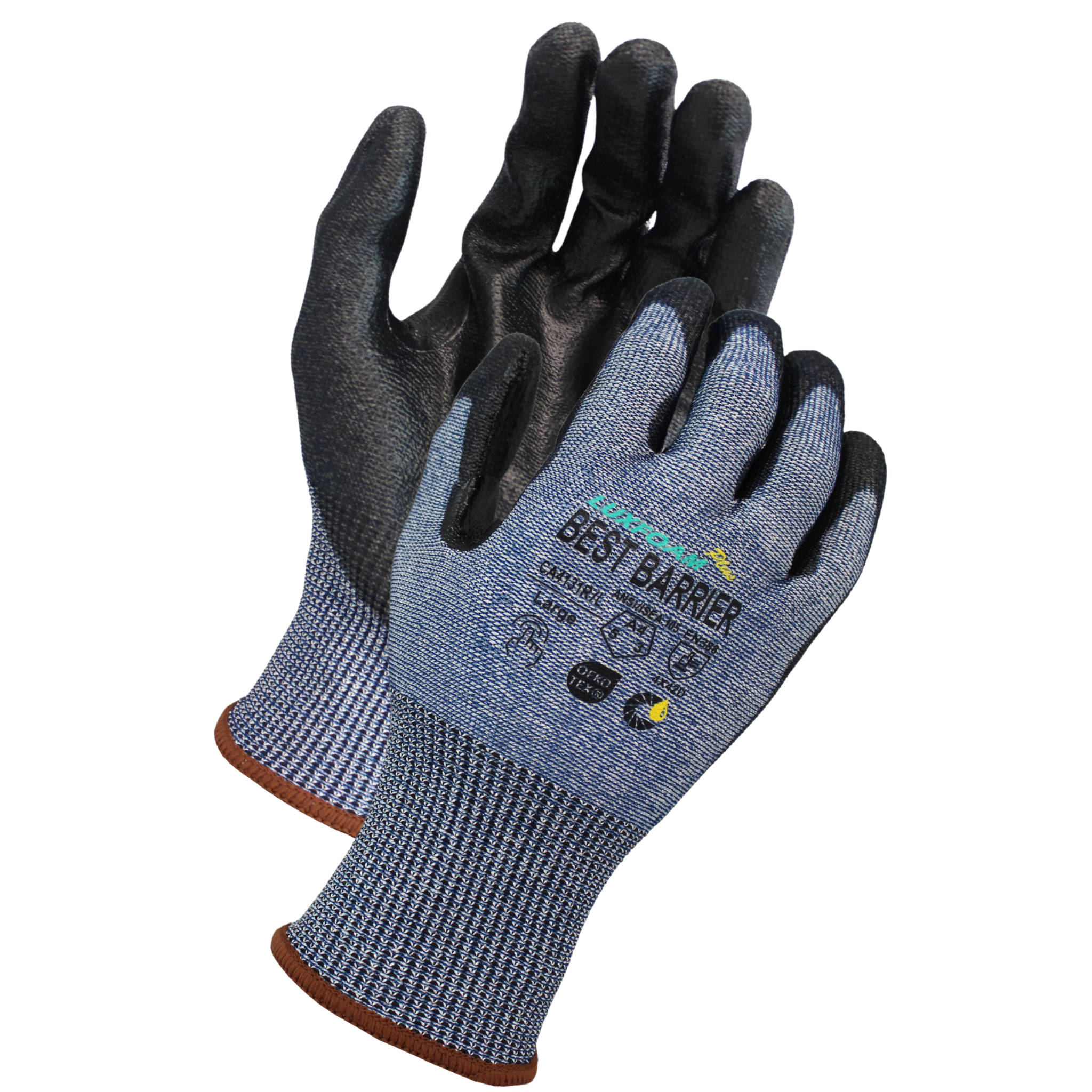 ANSI Cut A4, 13 Gauge, Black Luxfoam Plus Coated Gloves With Reinforced Thumb Crotch <br> CA4131R