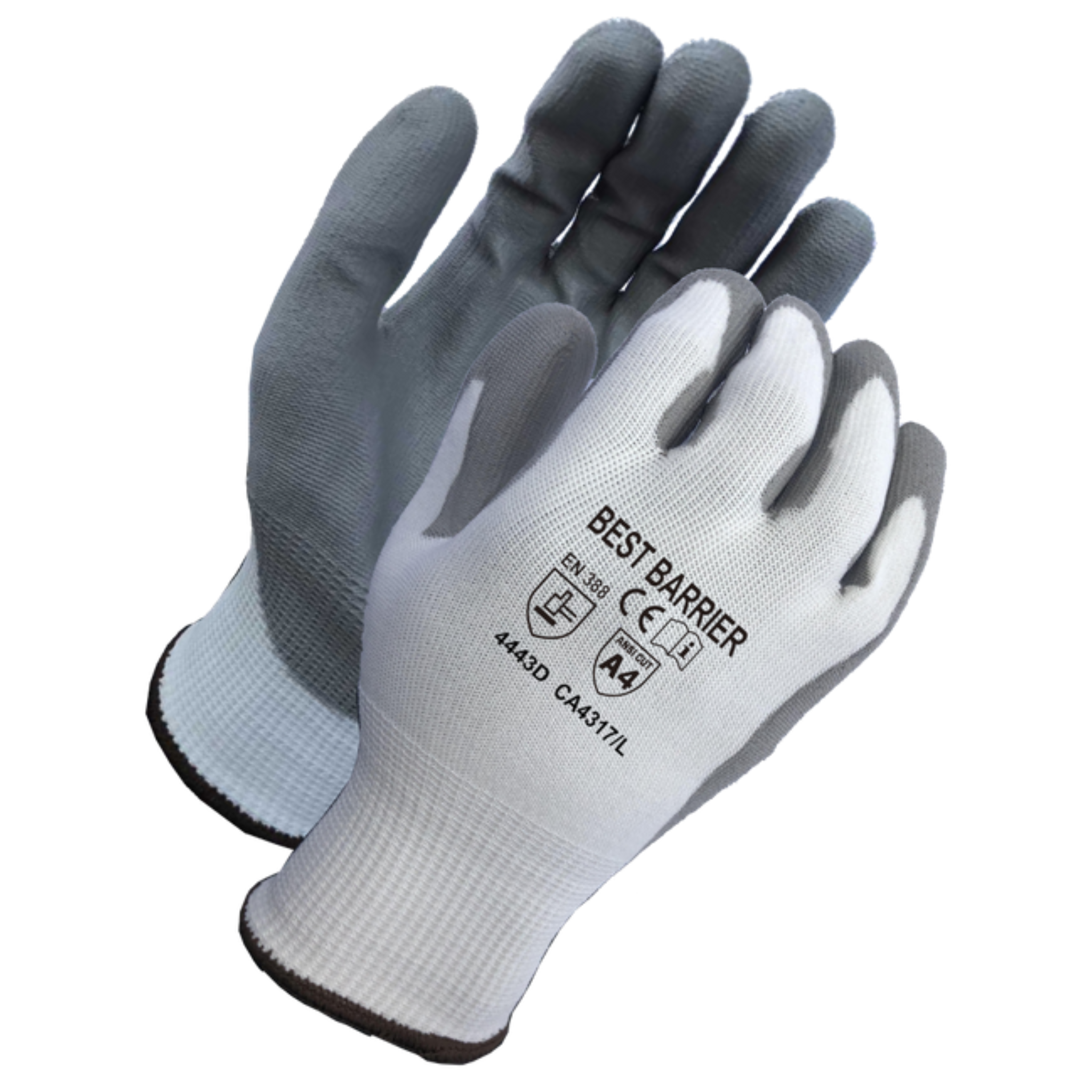 CUT LEVEL A4, 13 GUAGE, GRAY POLYURETHANE COATED GLOVES <br> CA4317