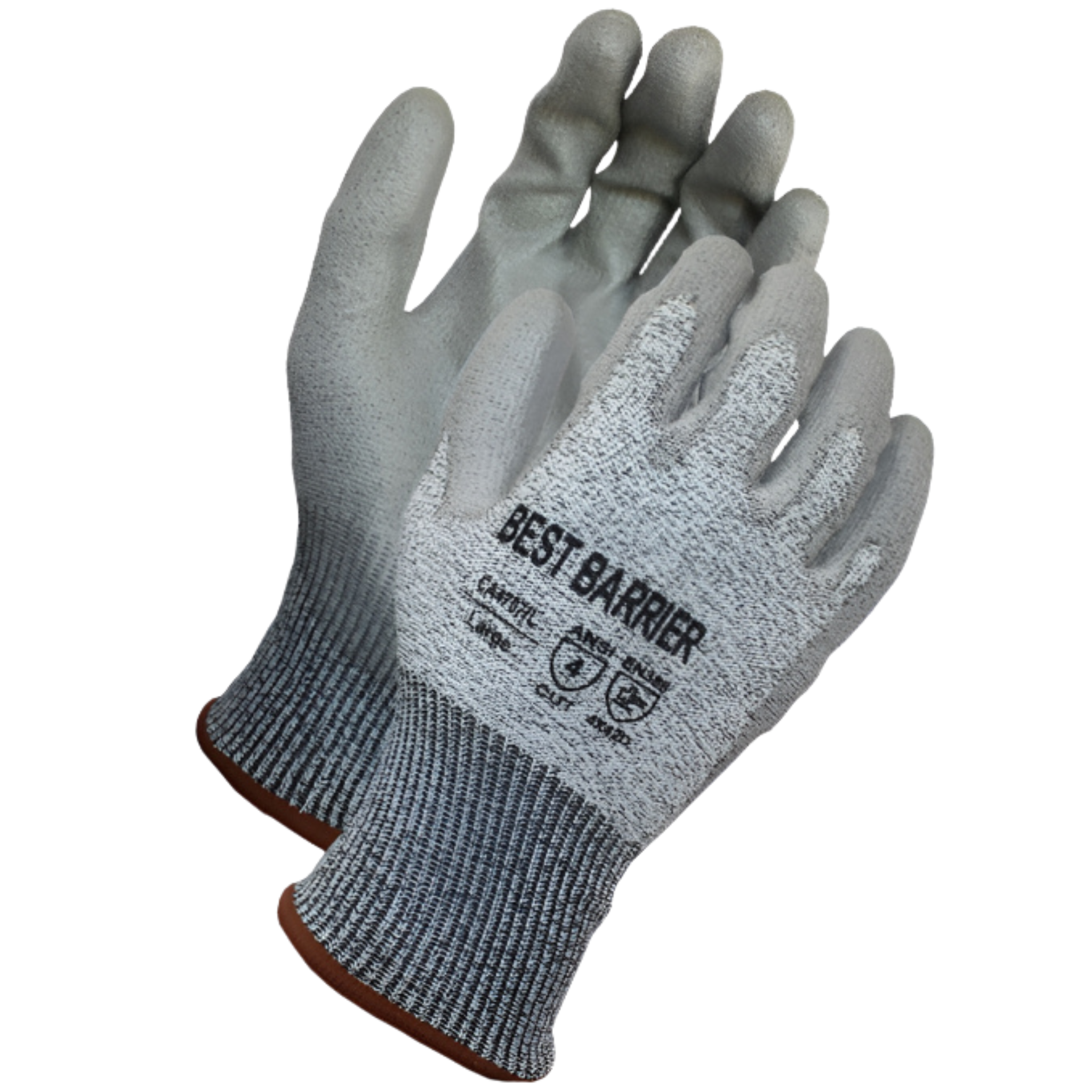 Cut Level A4, 13 Gauge, Gray <br> Polyurethane Coated Gloves <br> CA4707