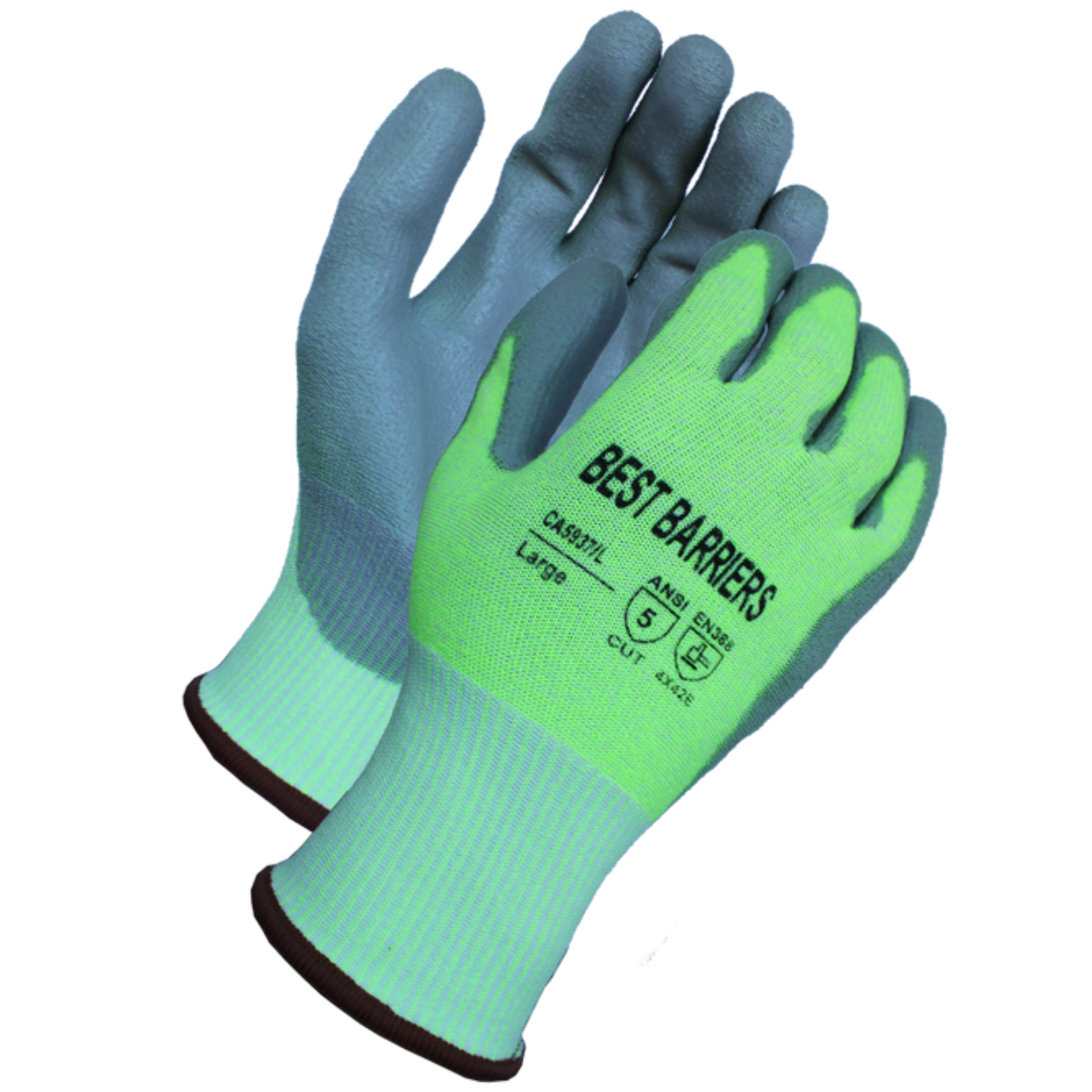 Cut Level A5, 13 Gauge, Gray <br> Polyurethane Coated Gloves <br> CA5937