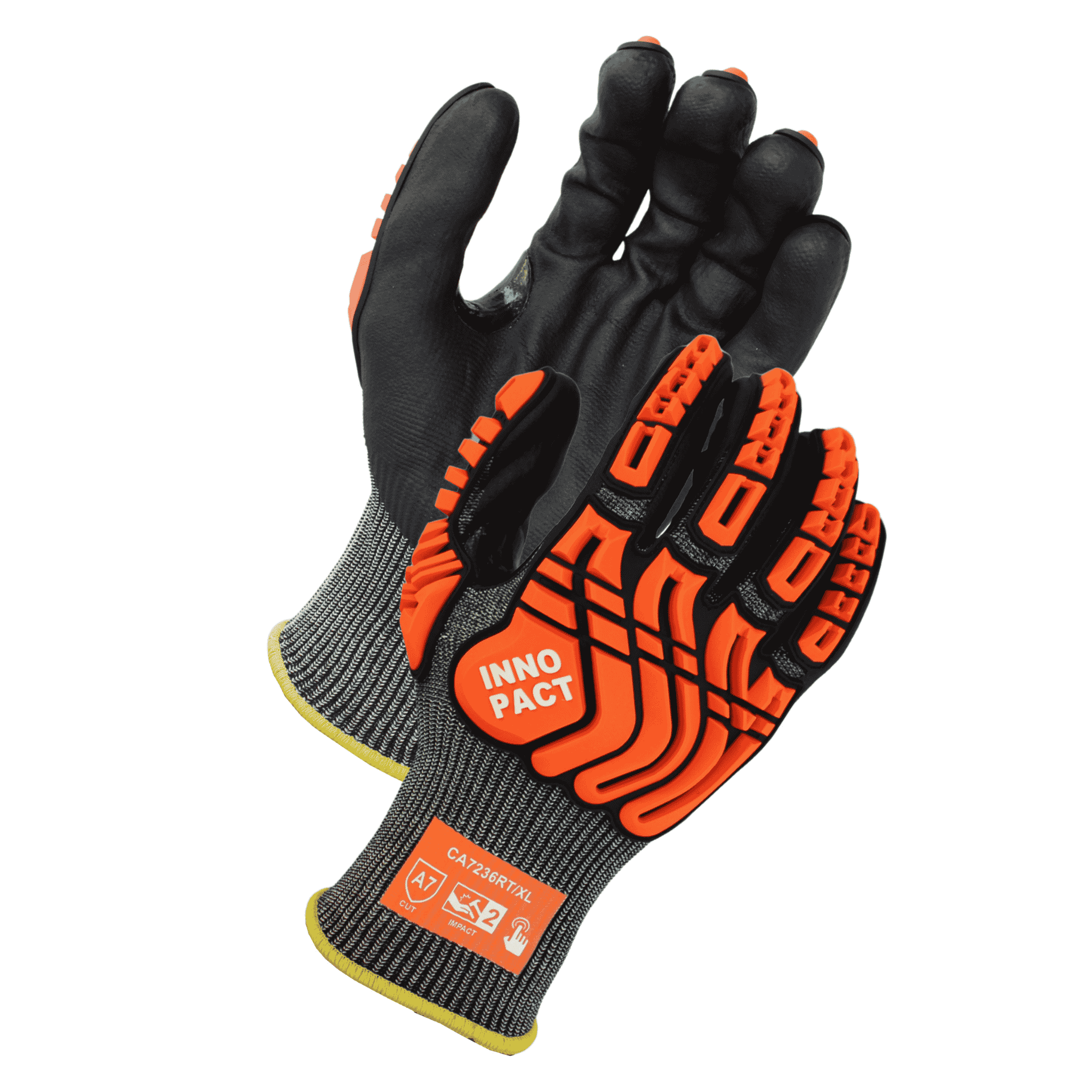 ANSI Cut A7, 13 Gauge, Black Micro-Foam Nitrile Coated Gloves With Thumb Crotch <br> CA7236RT