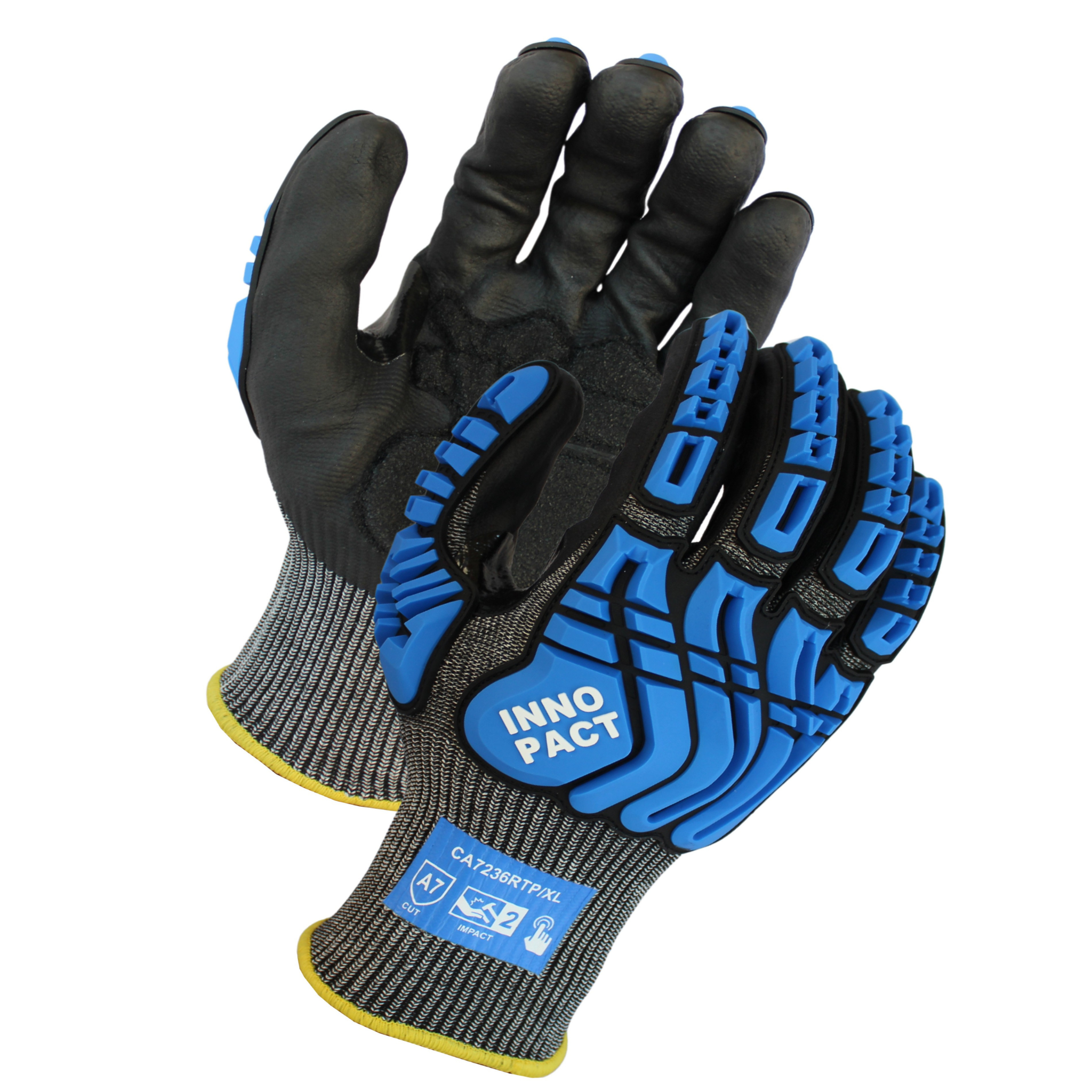 ANSI Cut A7, 13 Gauge, Black Micro-Foam Nitrile Coated Gloves With Thumb Crotch and Palm Padding <br>  CA7236RTP