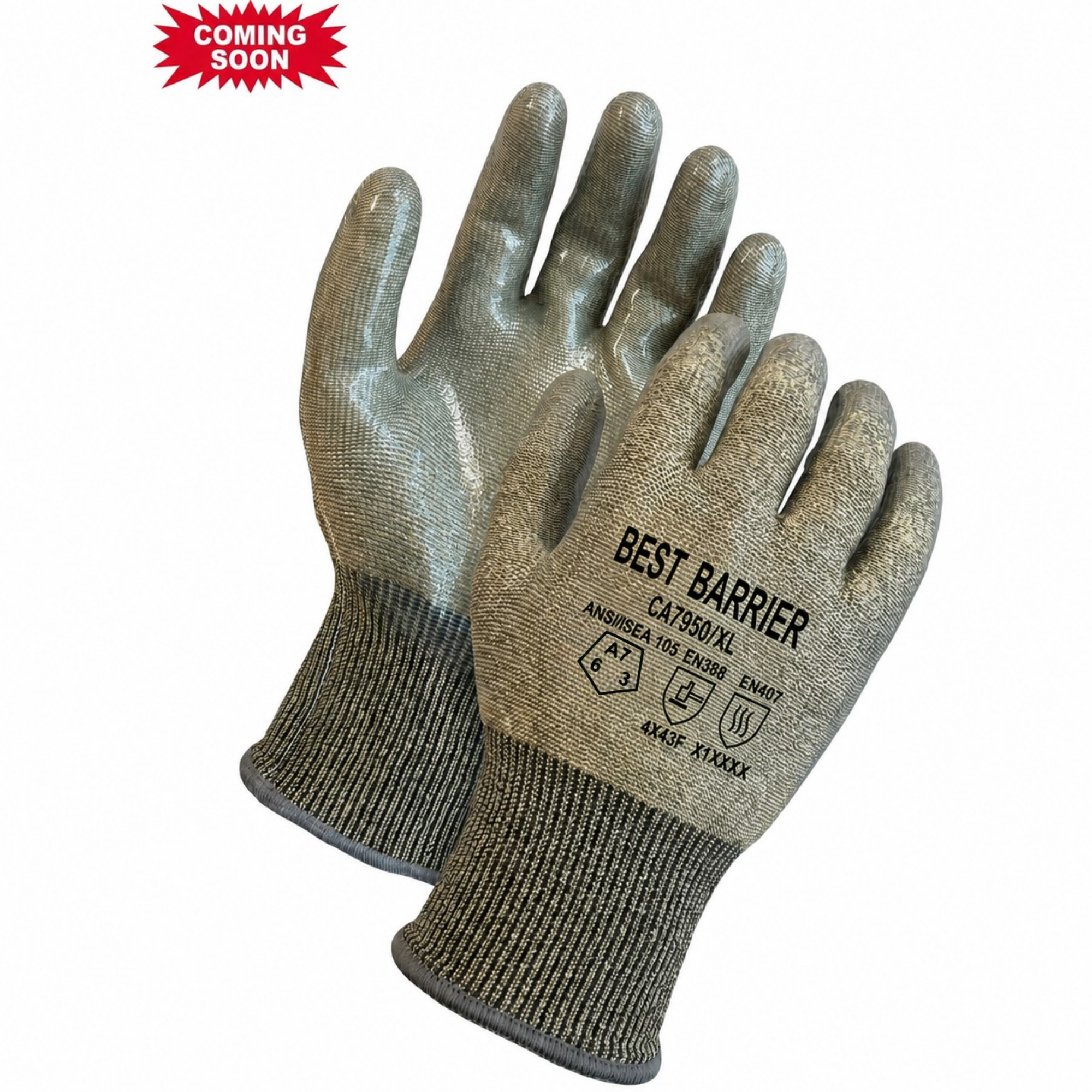 ANSI Cut A7, 18 Gauge  <br>Clear Silicone Coated Gloves <br> CA7950