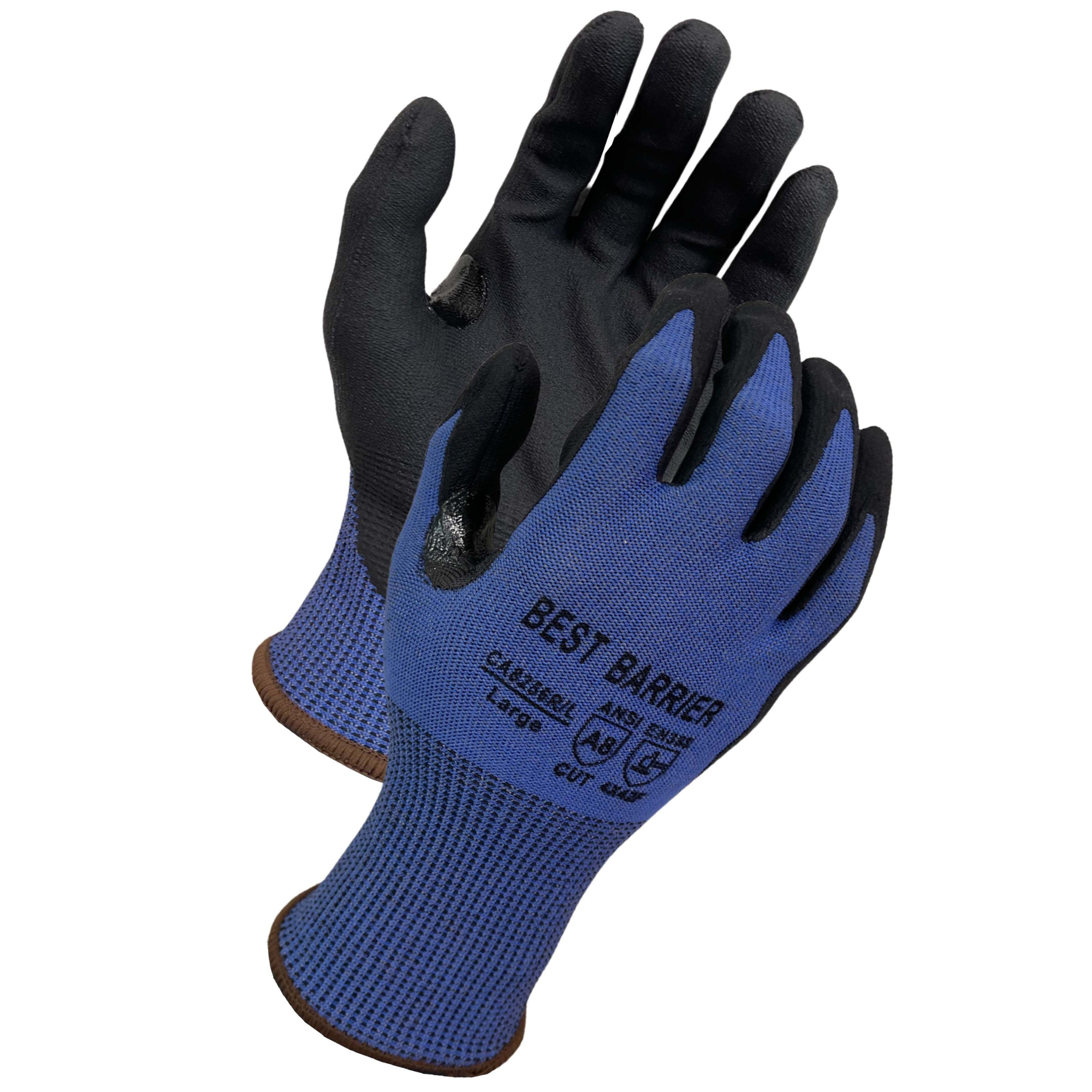 ANSI Cut A8, 13 Gauge, Black Micro-Foam Nitrile With Thumb Crotch Coated Gloves <br> CA8256R