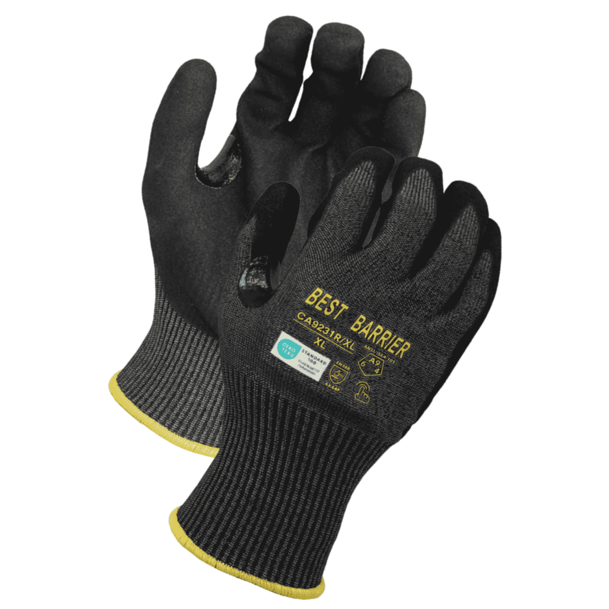 ANSI Cut A9, 13 Gauge <br>Black Sandy Nitrile Coated Gloves<br> CA9231R