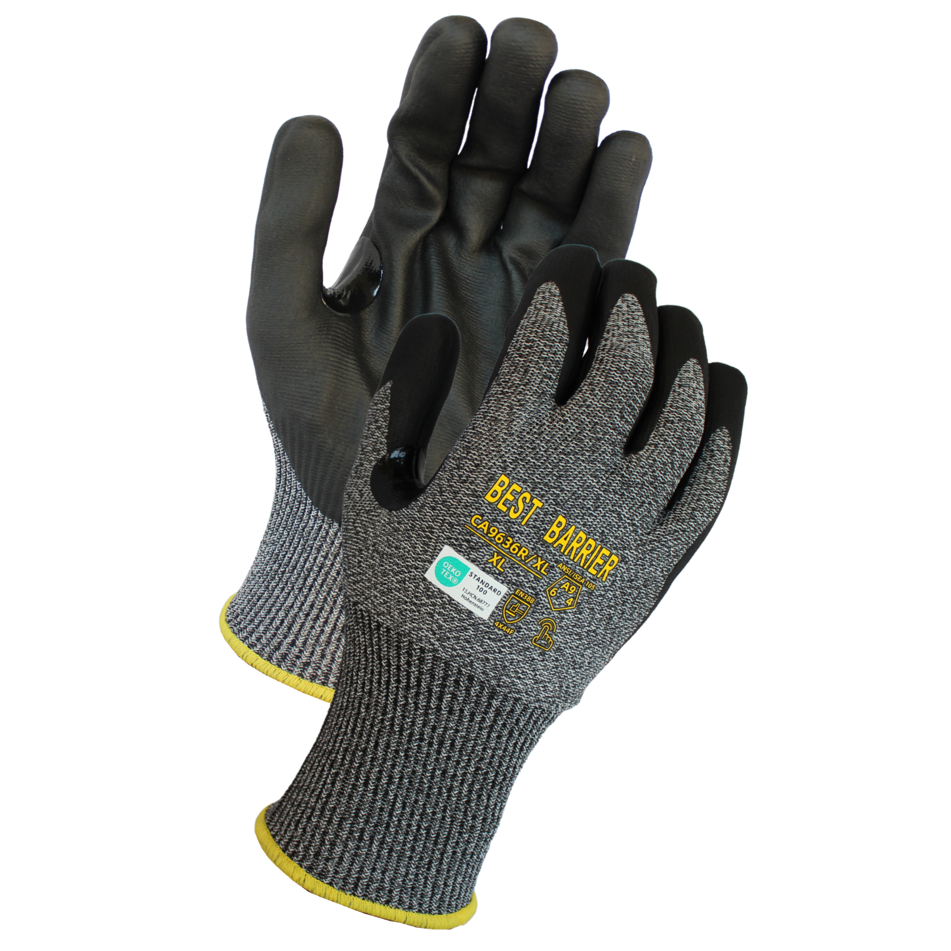 ANSI Cut A9, 13 Gauge Black <br>Micro-Foam Nitrile Coated Gloves<br> CA9636R