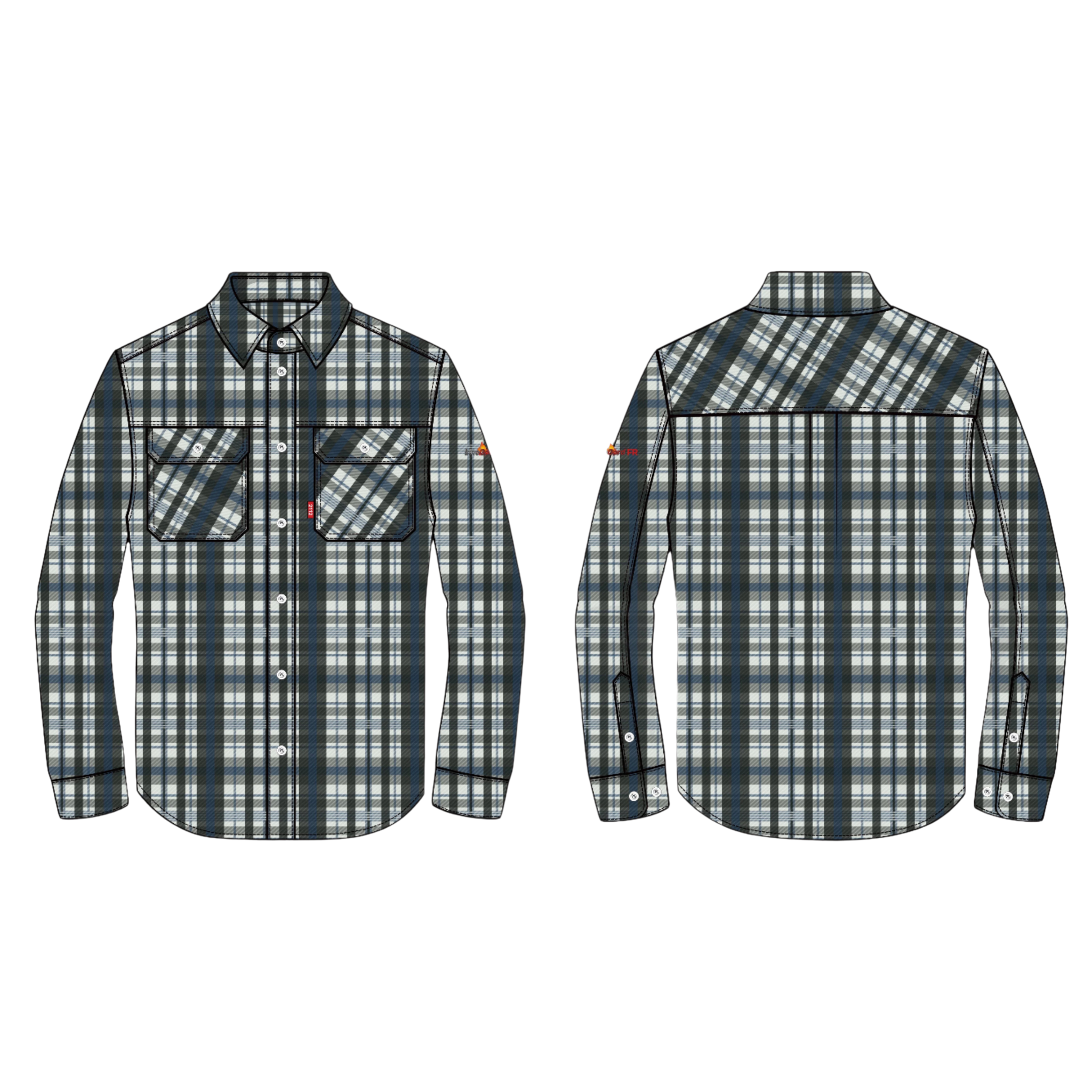 FR Cotton Twill Shirt  <br> With Button Front Aramid <br> Stitching and Chest  <br> Pockets <br> FR50PLDSHT