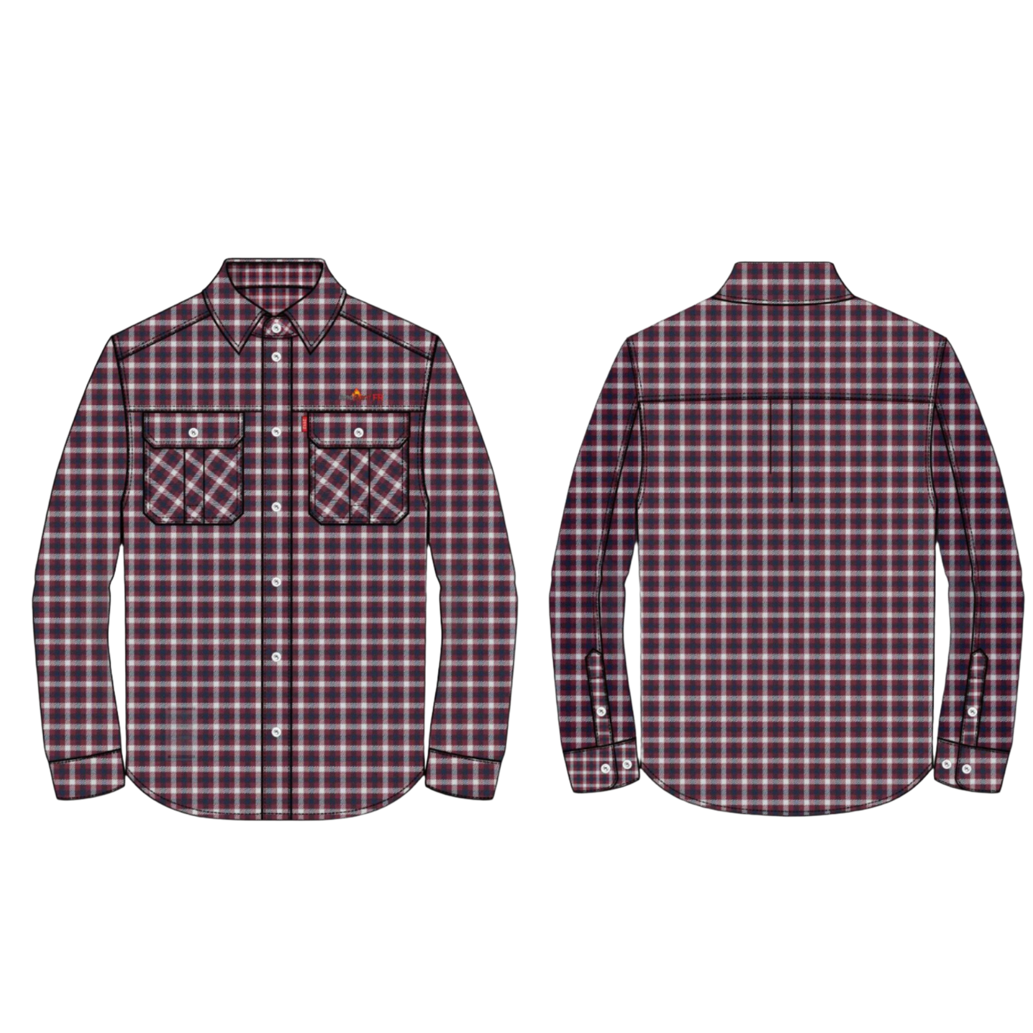 FR Cotton Twill Shirt  <br> With Button Front Aramid <br> Stitching and Chest  <br> Pockets <br> FR50PLDSHT