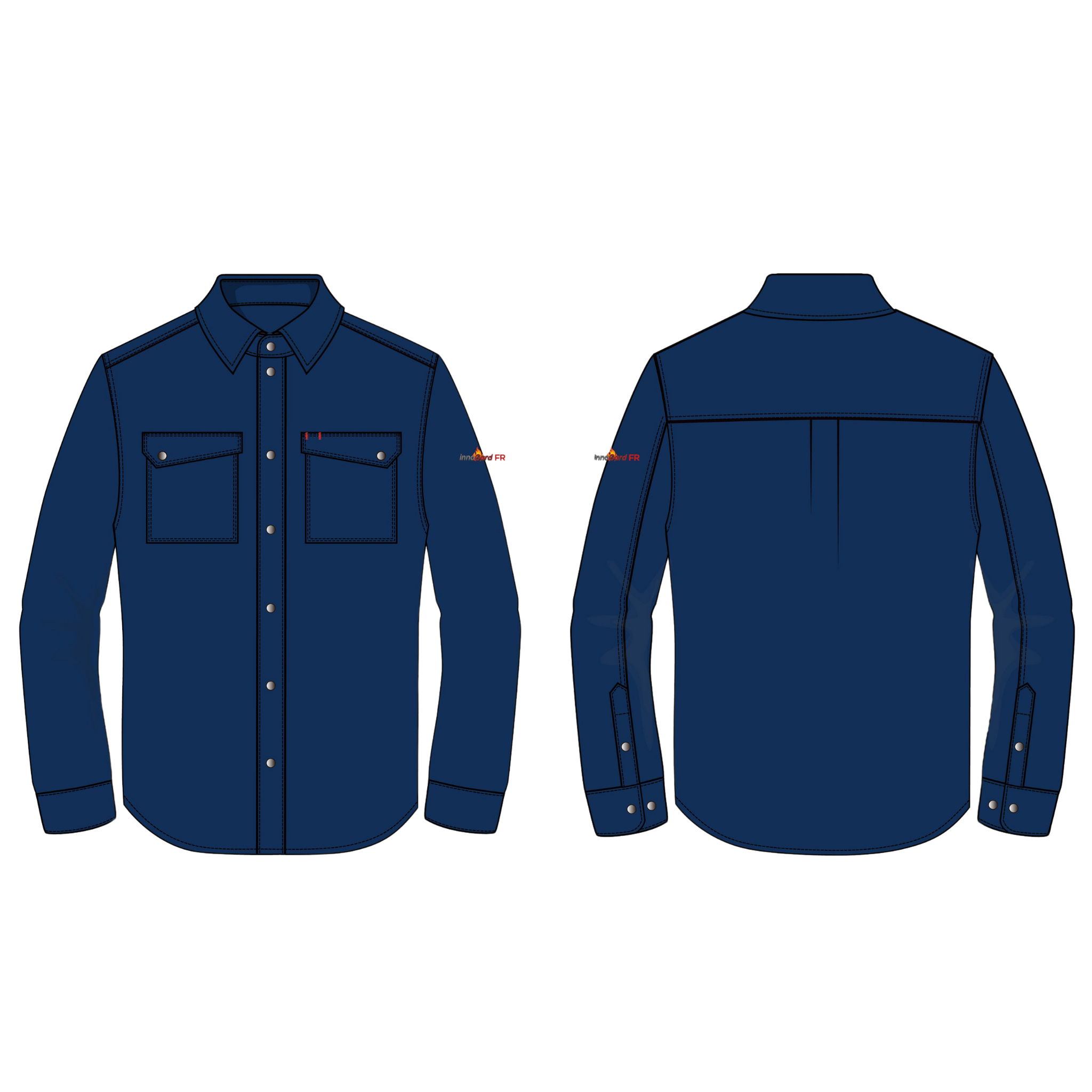 FR Cotton Nylon Twill <br> Shirt With Button Front <br> Aramid Stitching and <br> Chest Pockets <br> FR800SHT