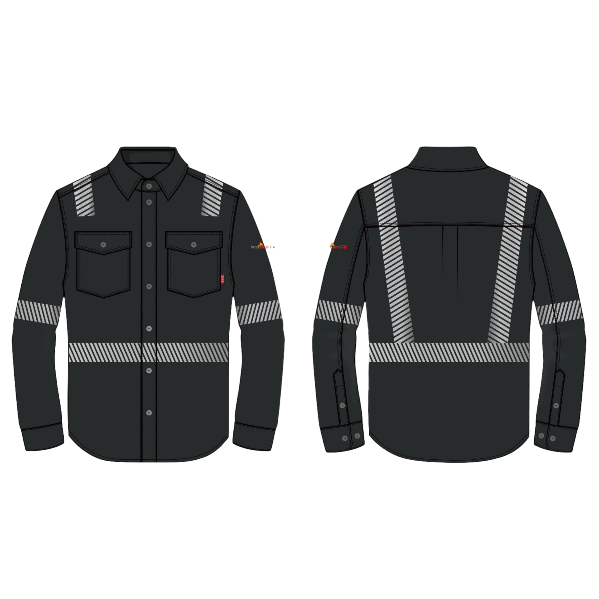 FR Cotton Nylon Twill <br> Shirt With Button Front <br> Aramid Stitching and <br> Chest Pockets <br> FR800SHT