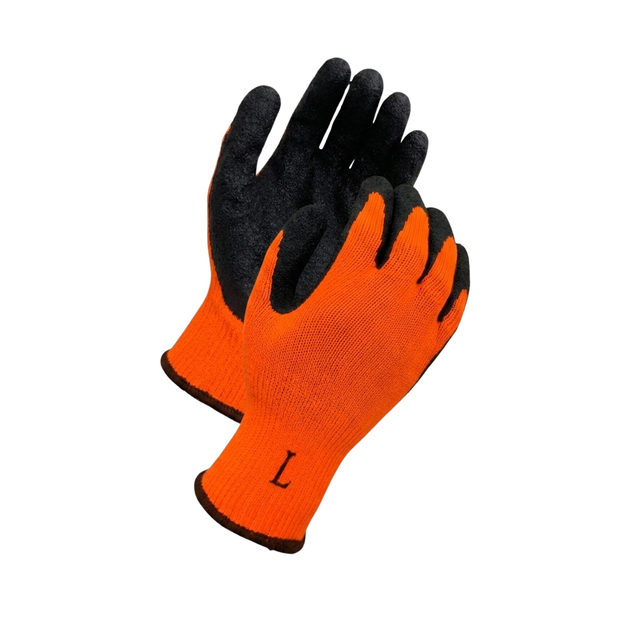 10 Gauge, Hi Vis Orange Knit <br> Shell Black Latex <br> Palm Coated Gloves<br> LX479HO