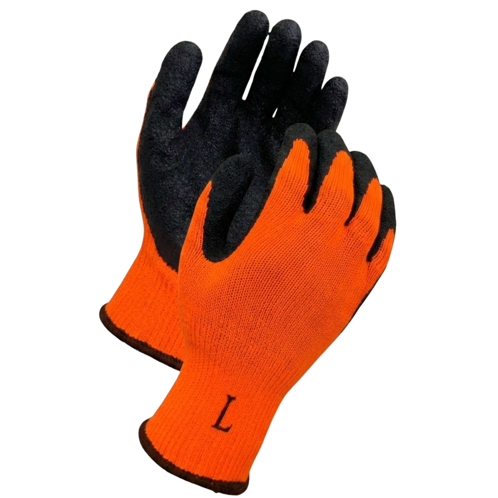 10 Gauge, Hi-Viz Orange Knit <br> Shell Black Latex <br> Palm Coated Gloves<br> LX479HO
