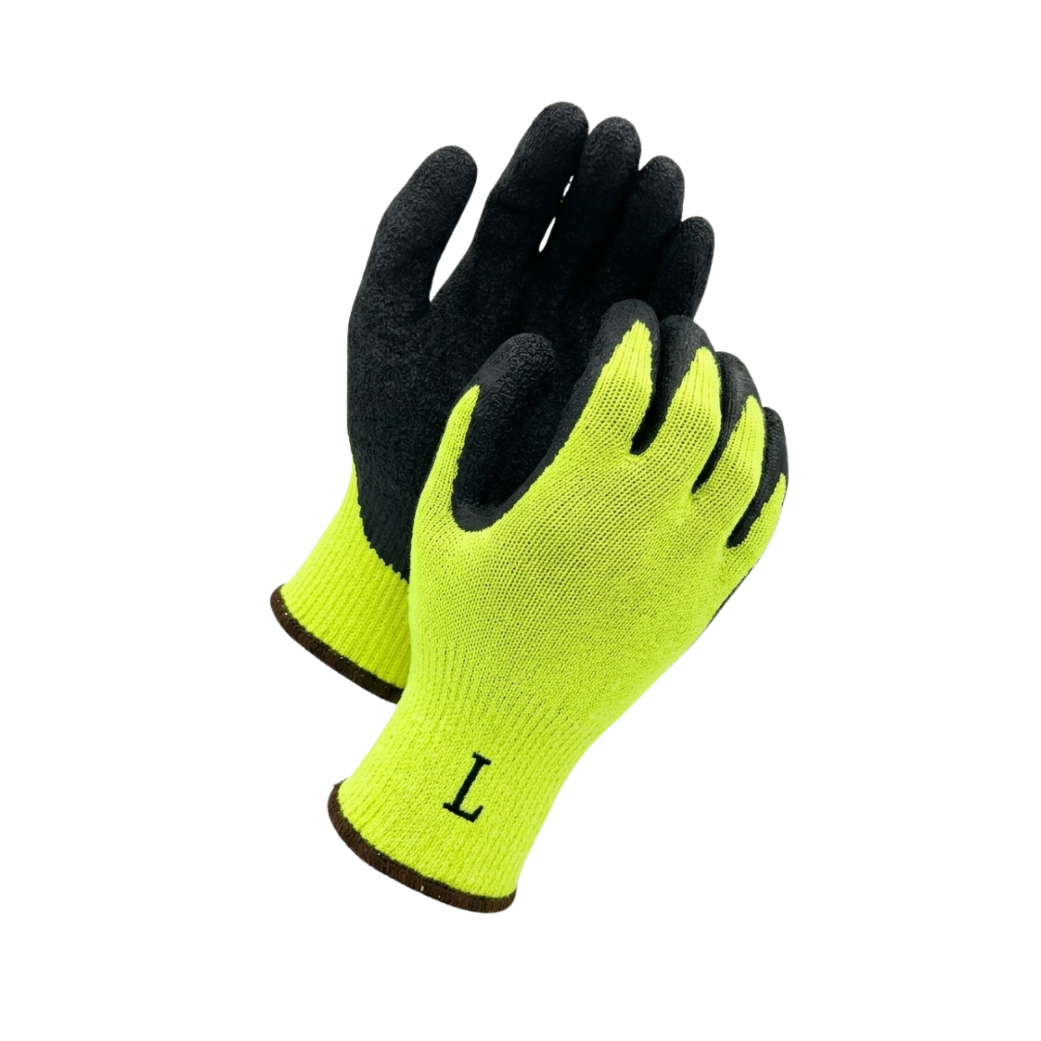 10 Gauge, Hi Vis Yellow Knit <br> Shell Black Latex <br> Palm Coated Gloves<br> LX479HY