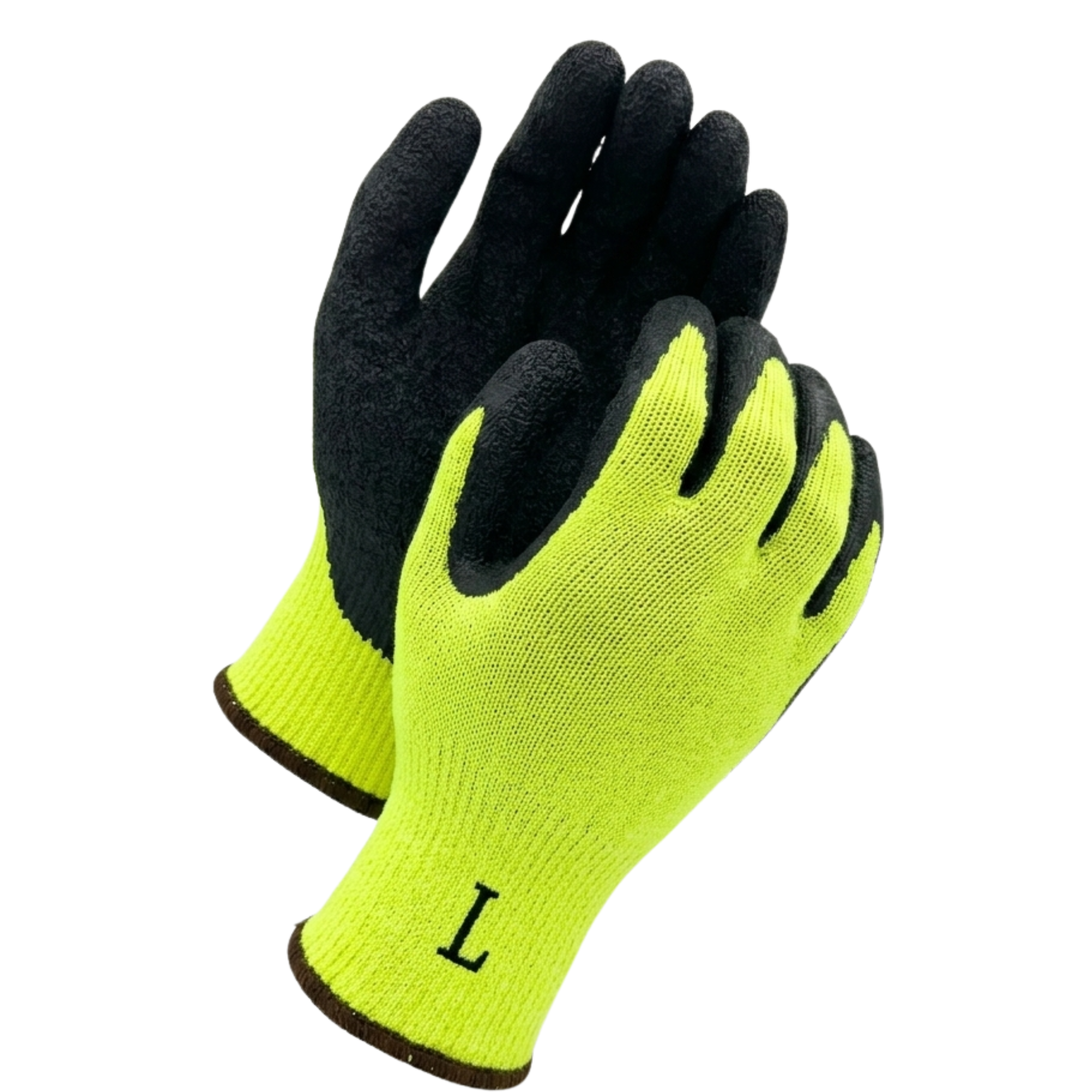 10 Gauge, Hi-Viz Yellow Knit <br> Shell Black Latex <br> Palm Coated Gloves<br> LX479HY