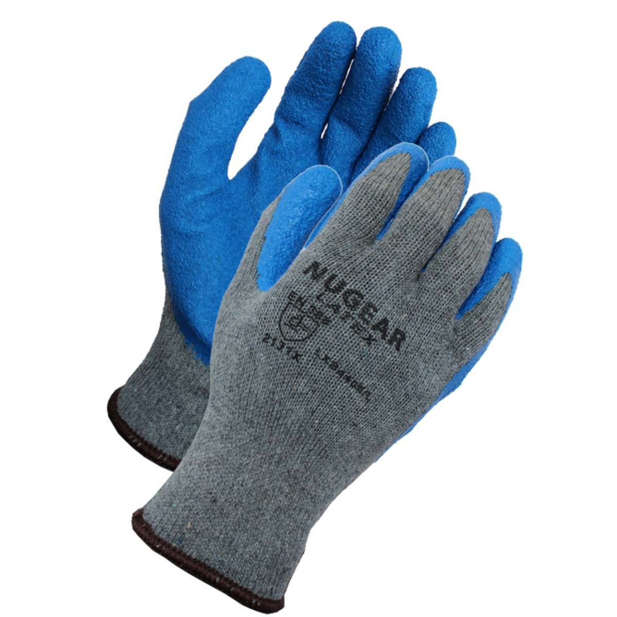 10 Gauge, Dark Gray Cotton <br> Polyester Knit Shell Blue <br> Crinkle Latex Palm <br> Coated Gloves <br>LXB4405