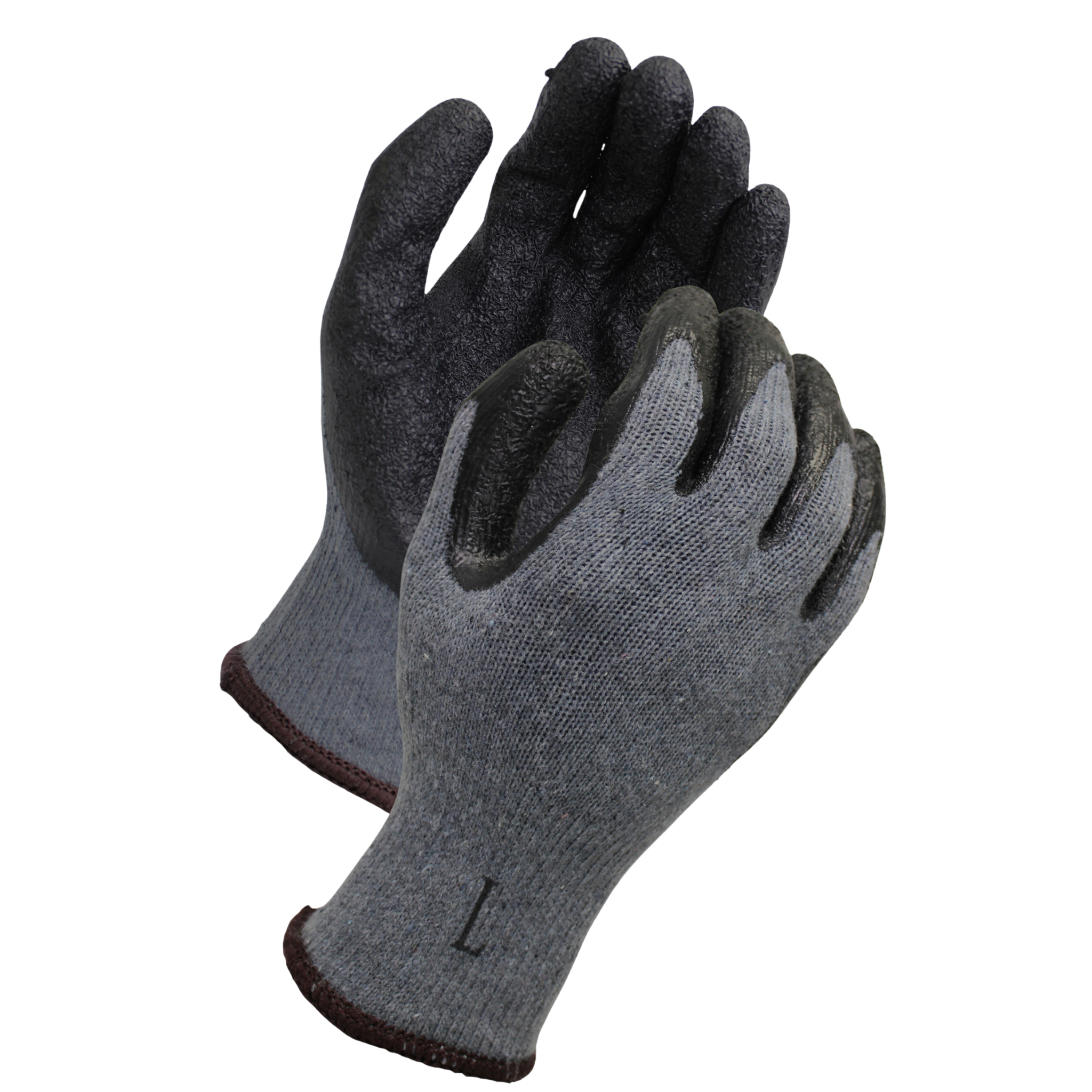 10 Gauge, Gray Polyester Knit <br> Shell Black Latex <br> Palm Coated Gloves<br> LXK4604
