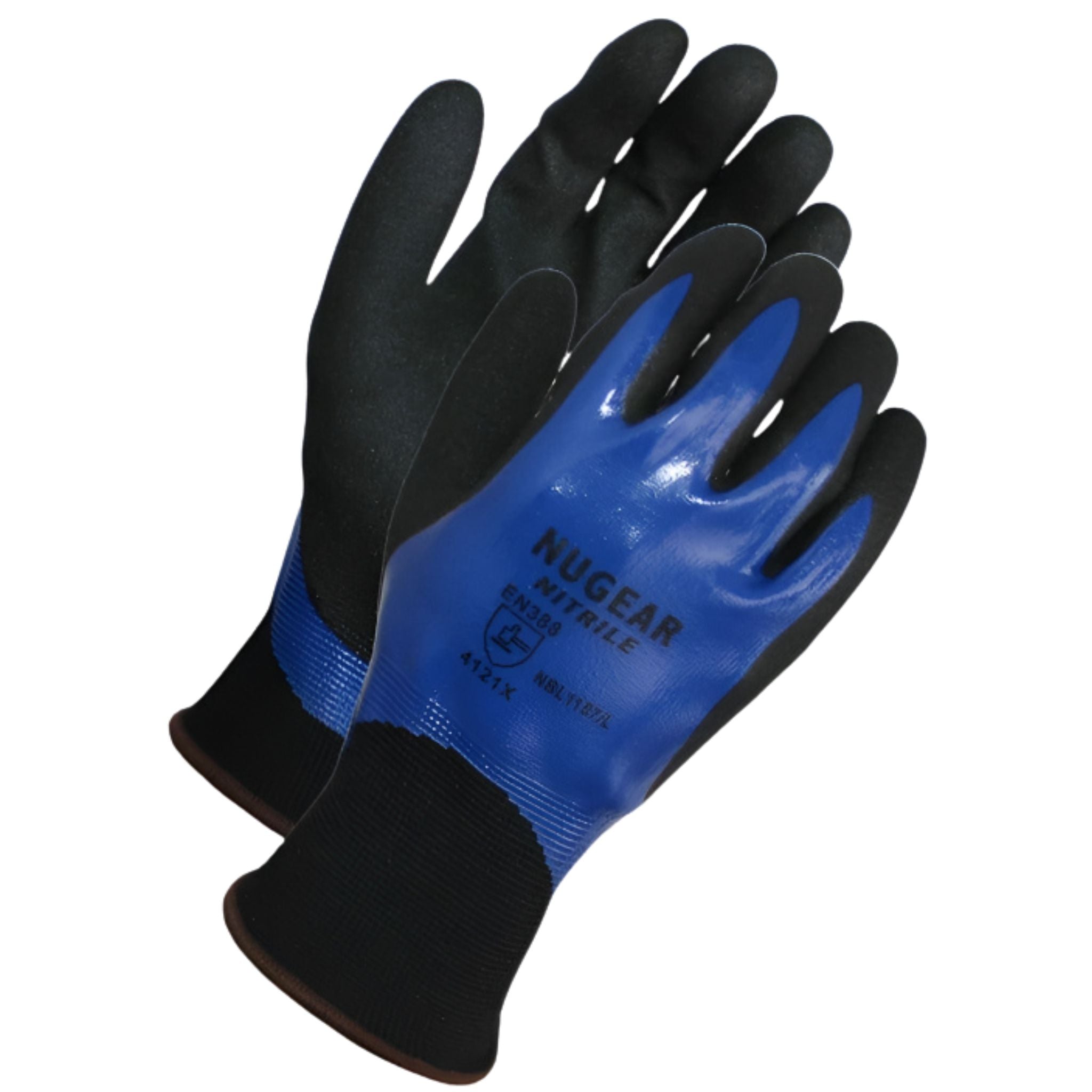 13 Gauge, Blue Fully Nitrile <br> Coated Black Sandy Nitrile Palm <br> Gloves <br> NBL1157