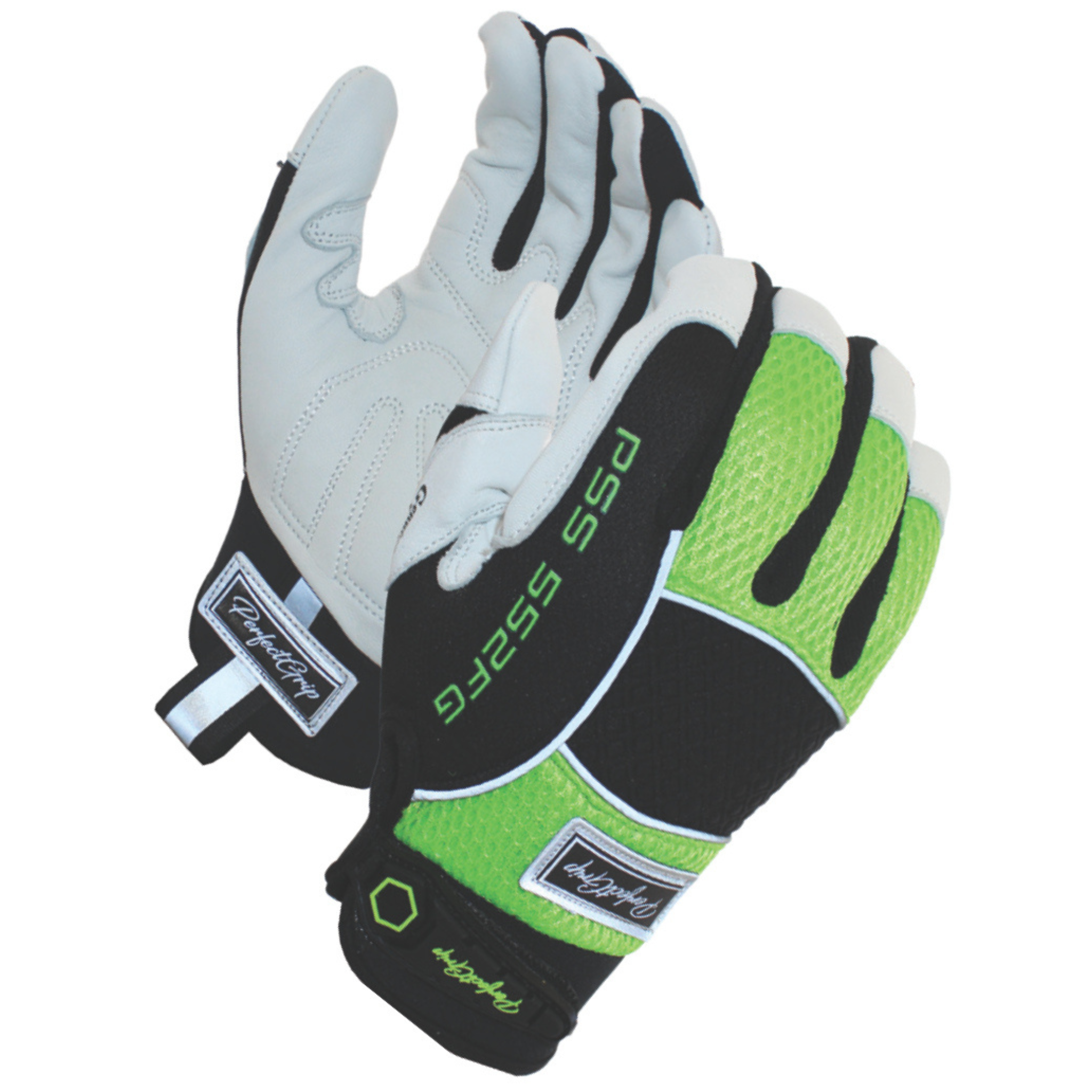 Goat Skin Leather Hi-Viz Green <br> Mechanic Gloves <br> PSS552FG