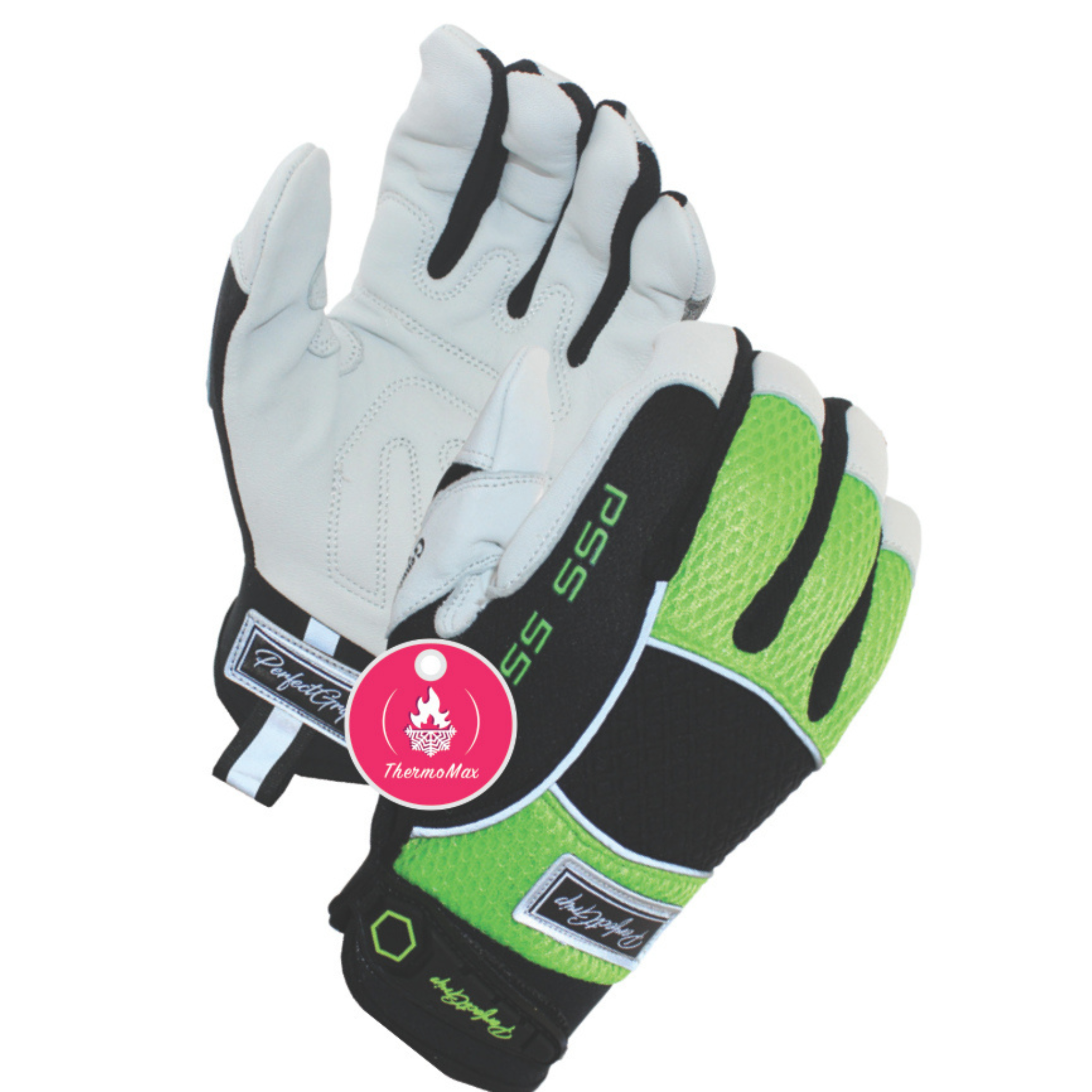 Goat Skin Leather Hi-Viz Mechanic <br> Gloves with Fleece Lining <br> PSS558FG