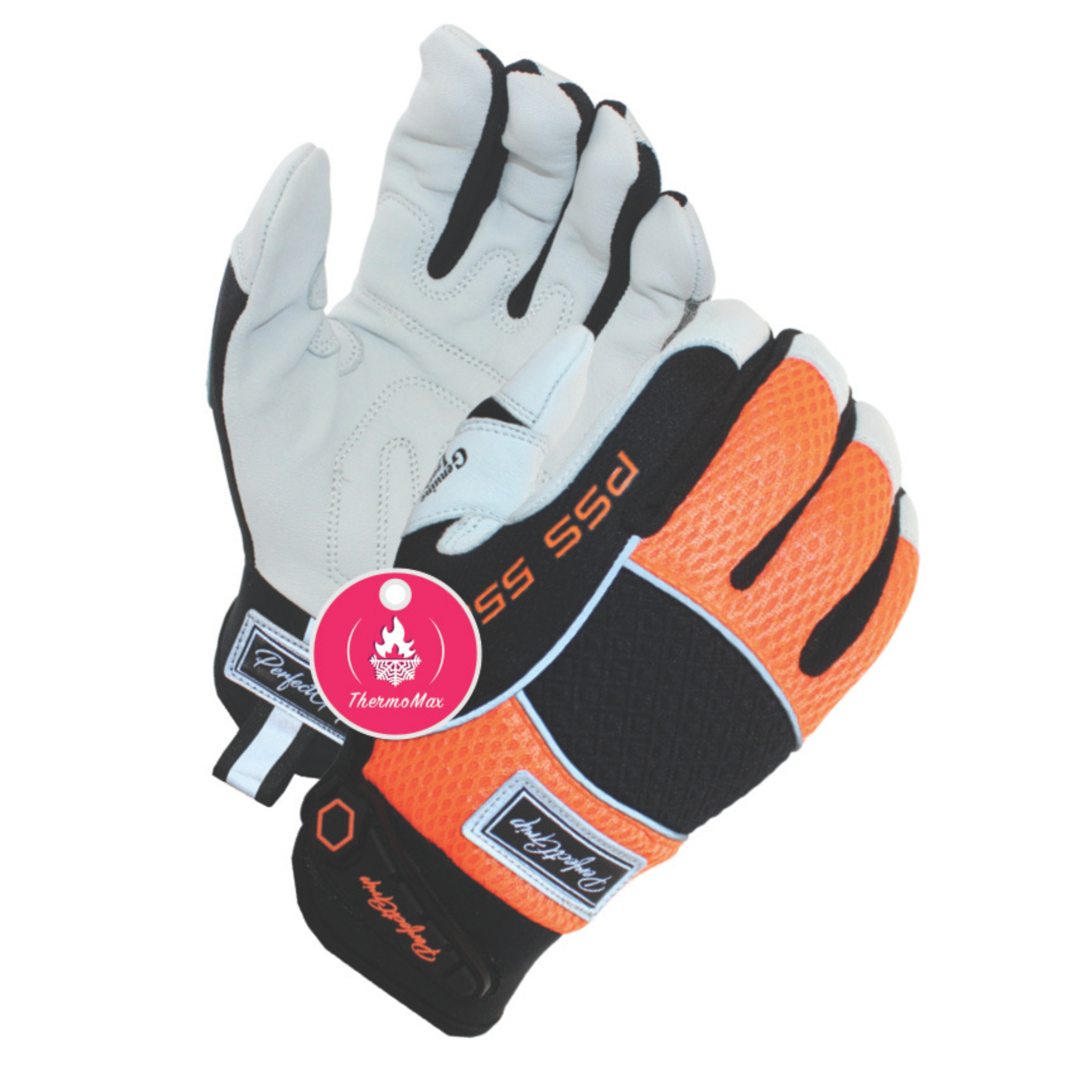 Goat Skin Leather Hi-Viz Orange <br> Mechanic Gloves with <br> Fleece Lining <br> PSS558FO