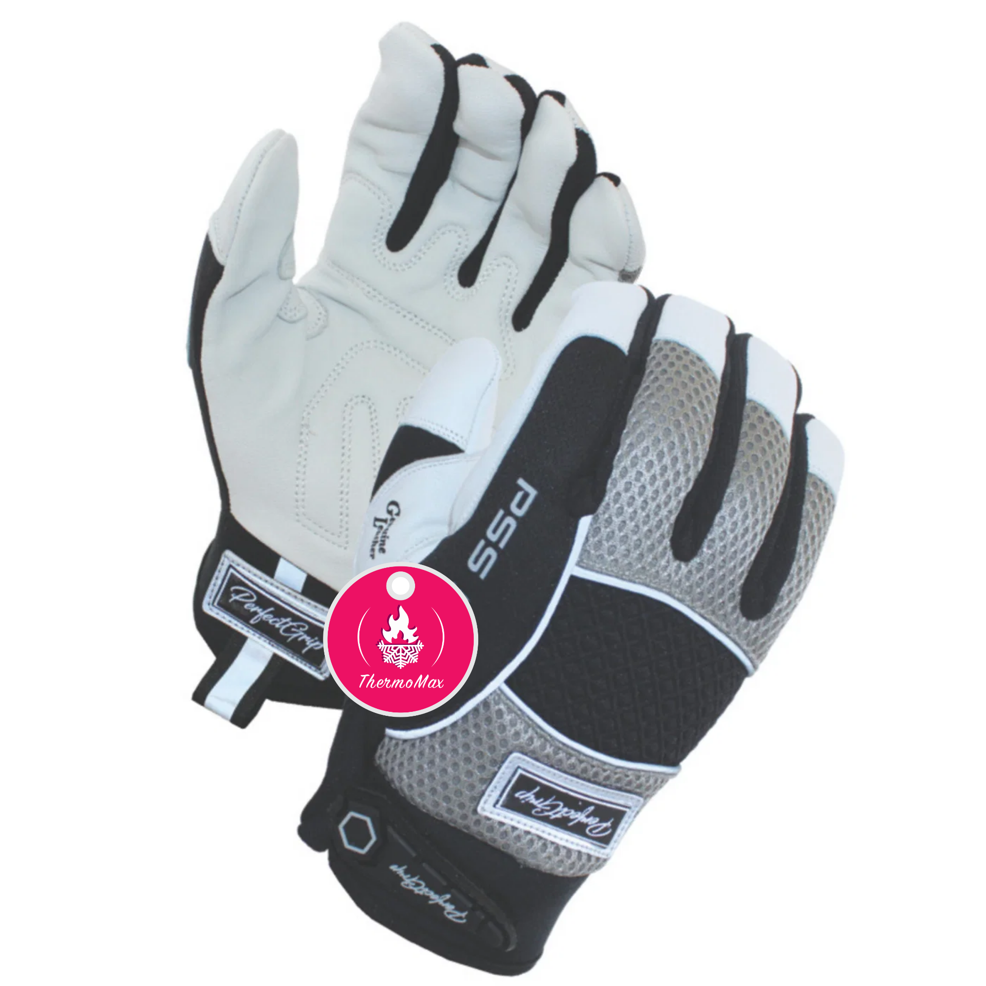 Goat Skin Leather Gray Mechanic <br> Gloves with Fleece Lining <br> PSS558G