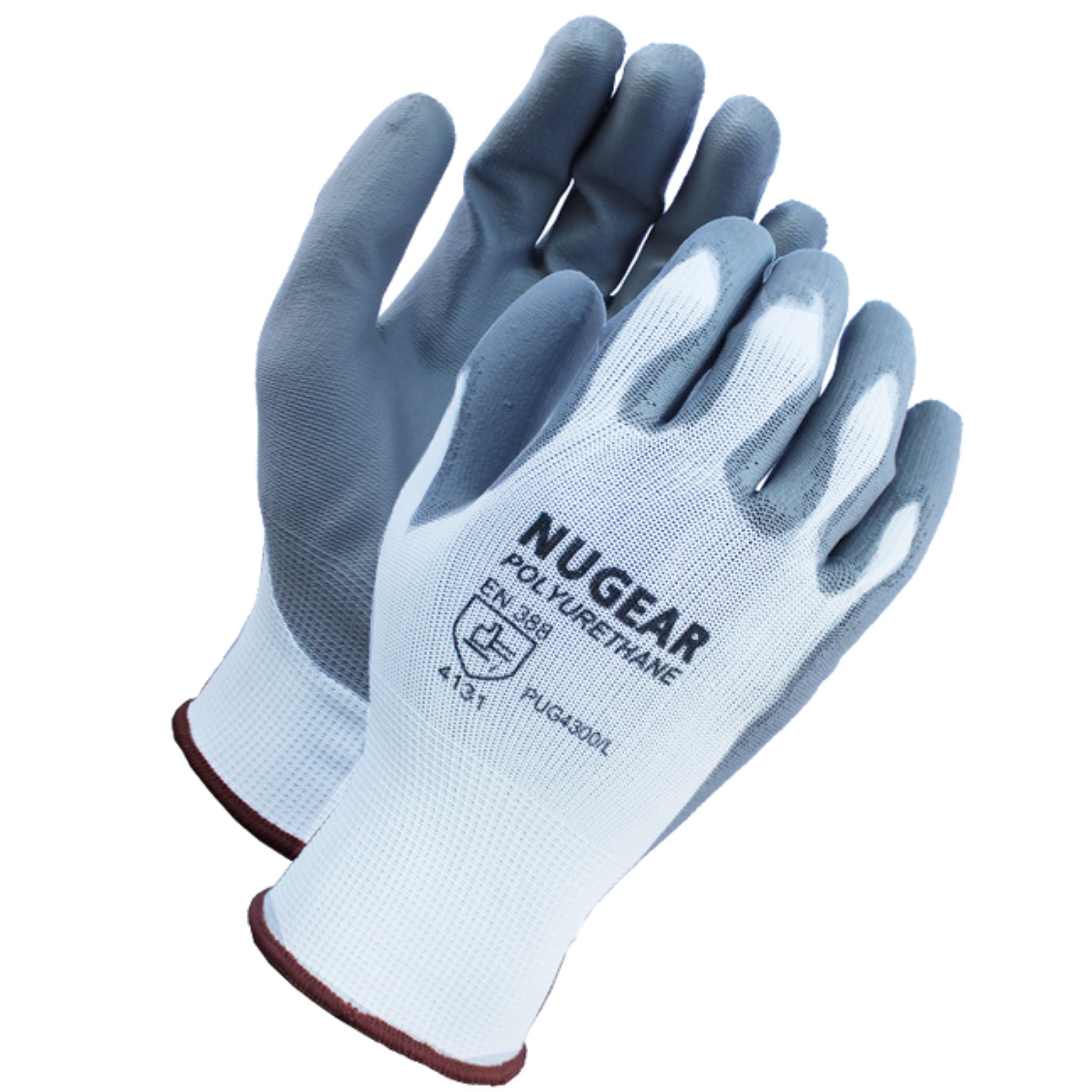 13 Gauge, White Polyester Knit <br> Shell Gray Polyurethane <br> Palm Coated Gloves <br> PUG4300