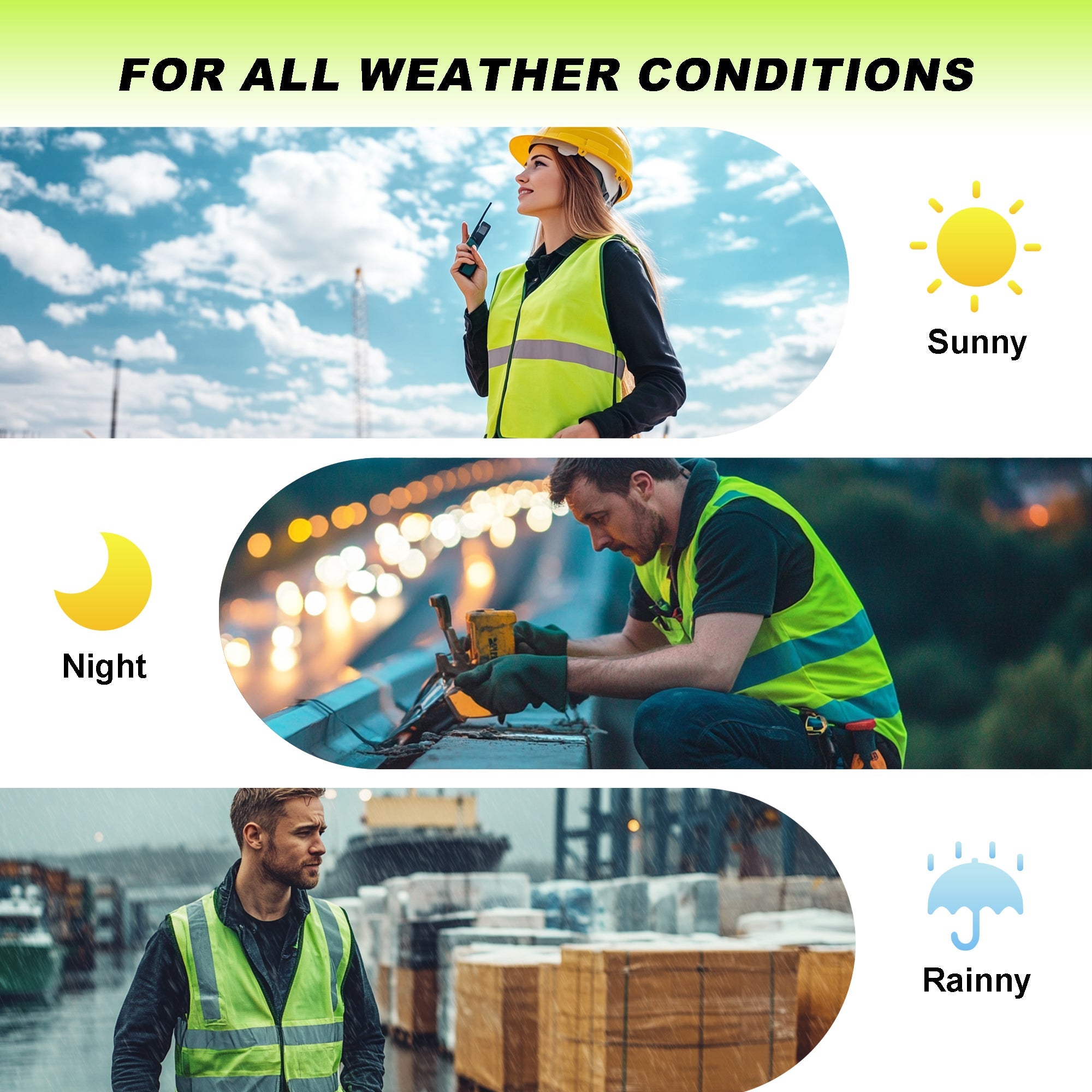 ProtectX Neon Green High Visibility Reflective Safety Vest for Men Women Hi Vis Work Construction Vest with Pockets Class 2 Zipper Front Meets ANSI Standards 7 Pockets<br>SV-120-FM7-GN-01