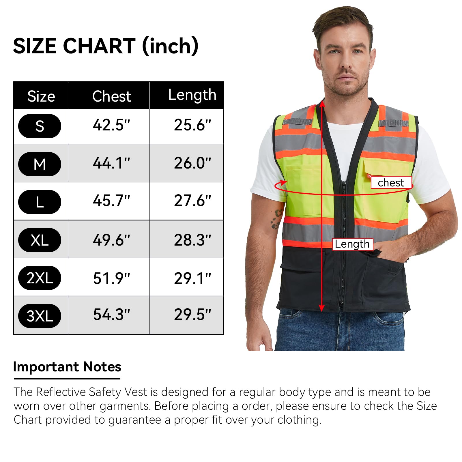 ProtectX Safety Vest ANSI Neon Green Class 2 Hi-Visibility Vest Solid Front Mesh Back with 6 Pockets ANSI/ISEA Certified <br>SV-120SM4-GNBK