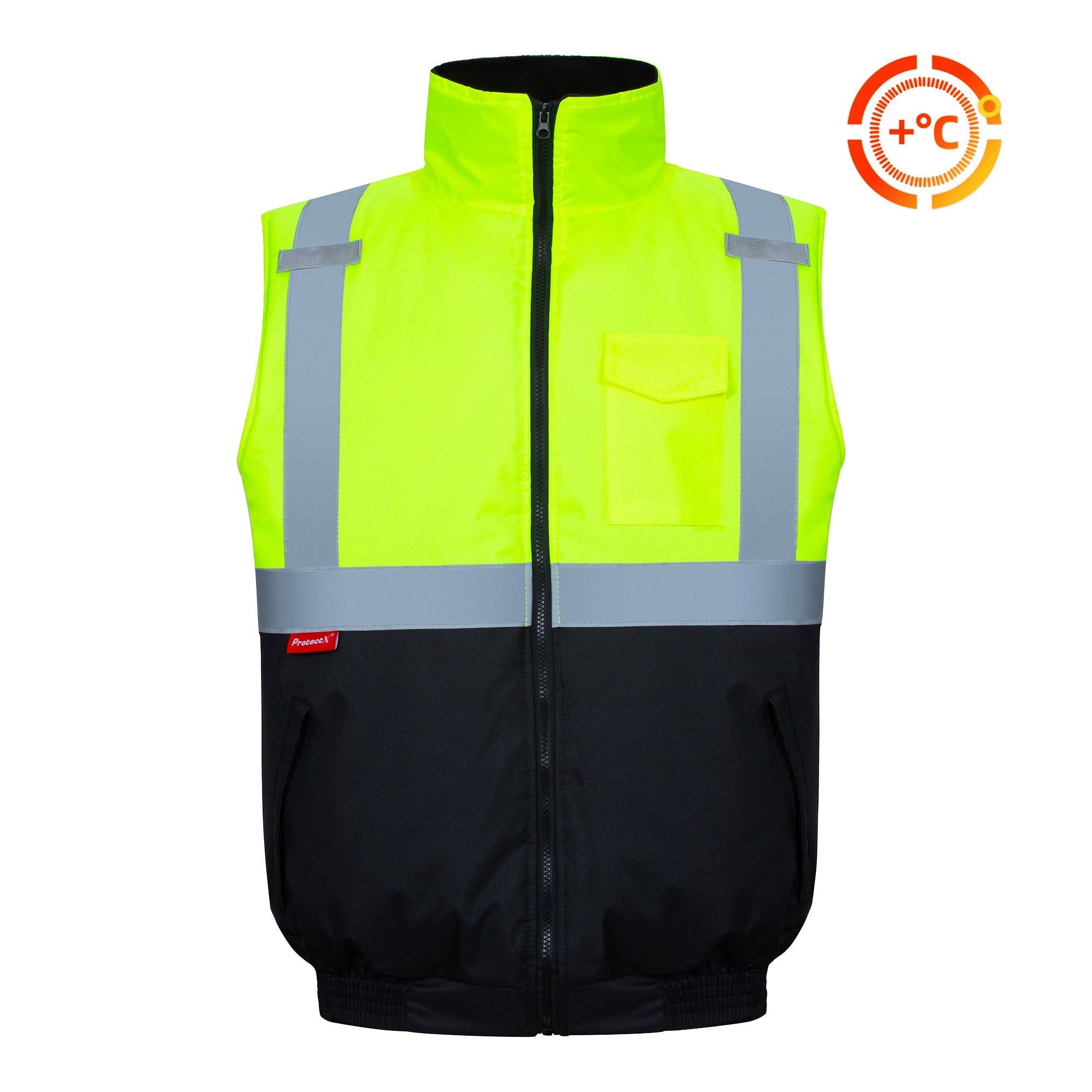 ProtectX Winter Safety Vest Insulated High Visibility Construction Vest With Pockets<br>ST-WV300D-GNBK
