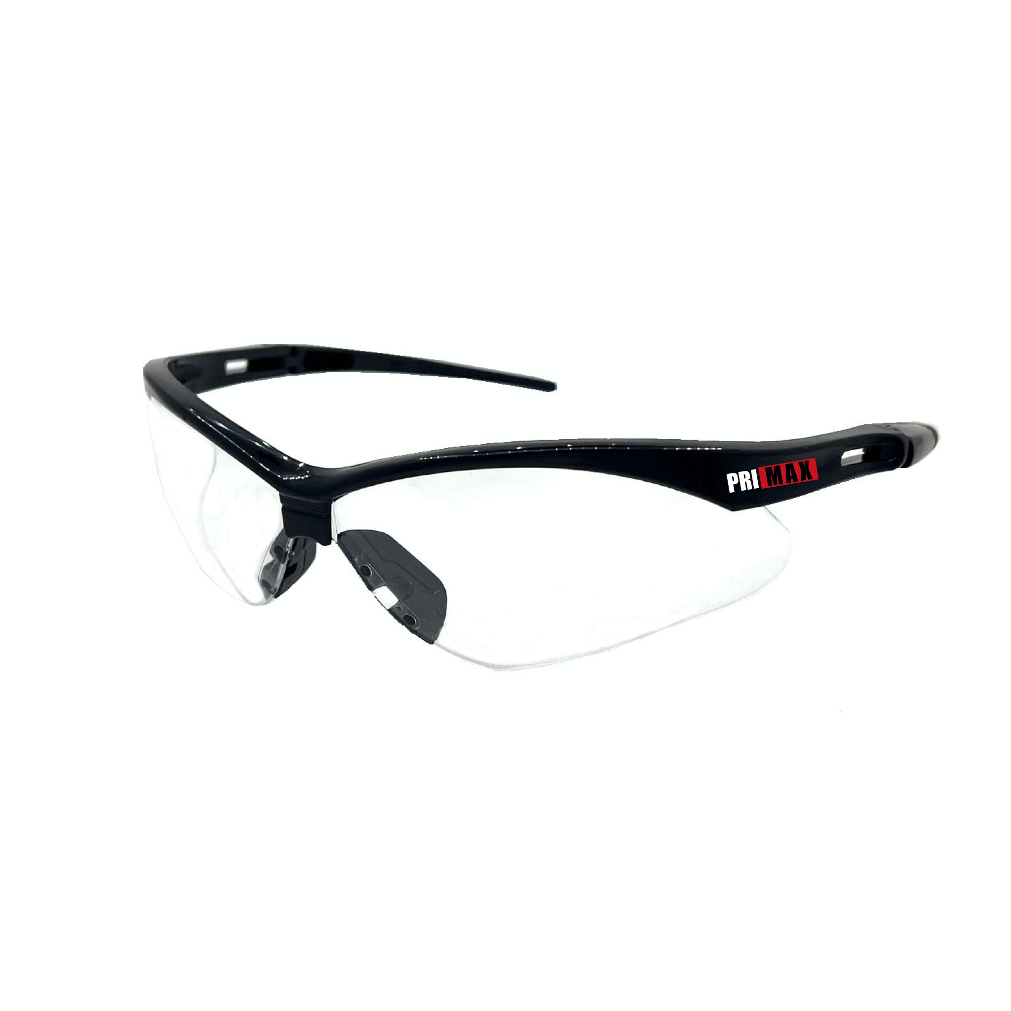 Semi-Rimless Safety Glasses With Black Frame, Ribbed Rubber Nosepiece, Clear Lens and Anti-Scratch Coating <br> SG40C
