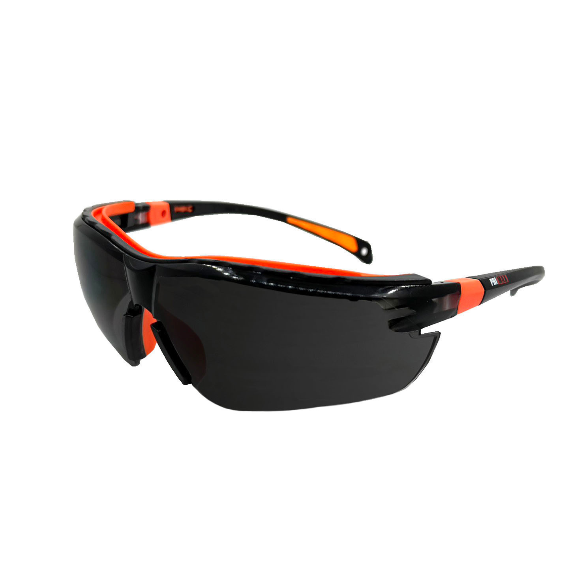 Half Frame Safety Glasses with Orange Adjustable and Ratcheting Temples, Rubber Nose Piece, Gray Lens and Anti-Scratch <br> SG58RG