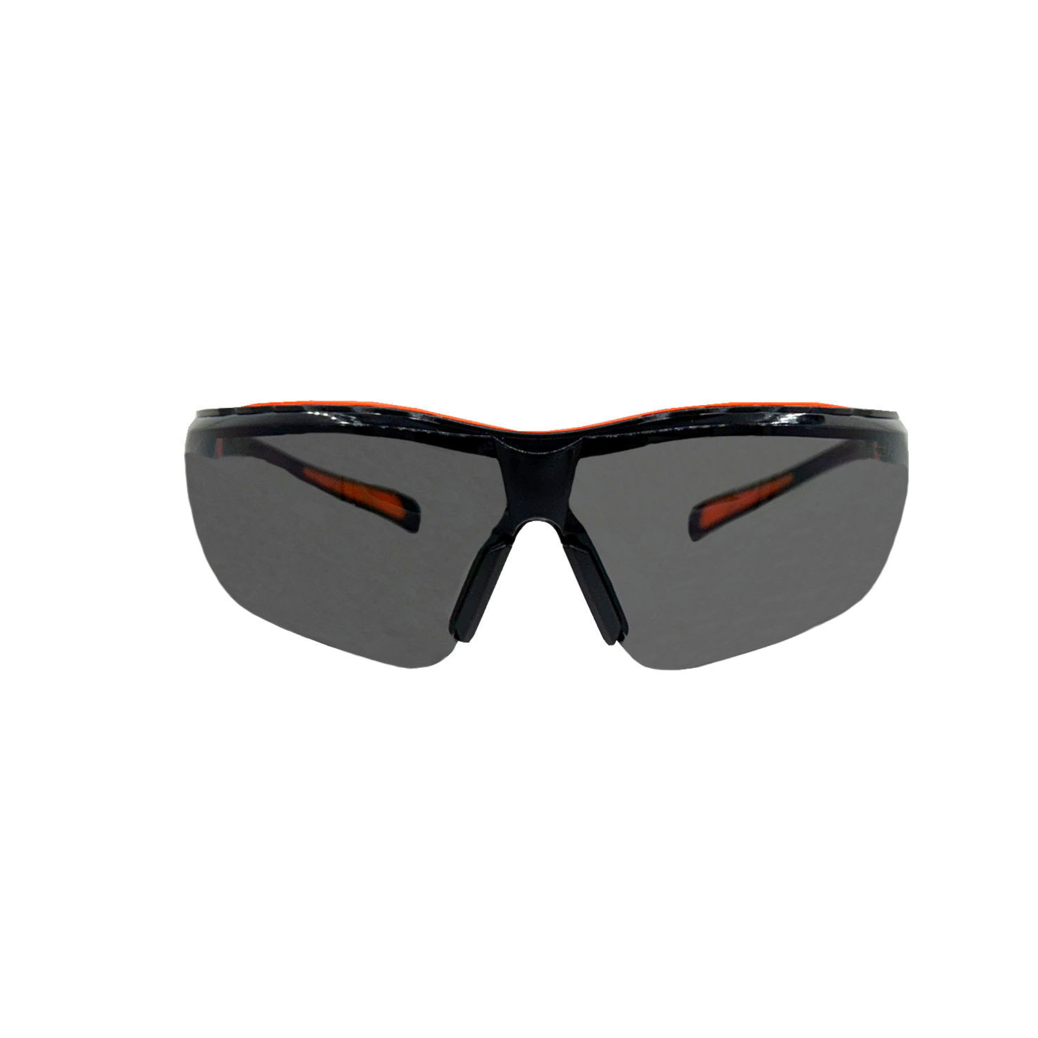 Half Frame Safety Glasses with Orange Adjustable and Ratcheting Temples, Rubber Nose Piece, Gray Lens and Anti-Scratch/Anti-Fog Coating <br> SG58RG/AF
