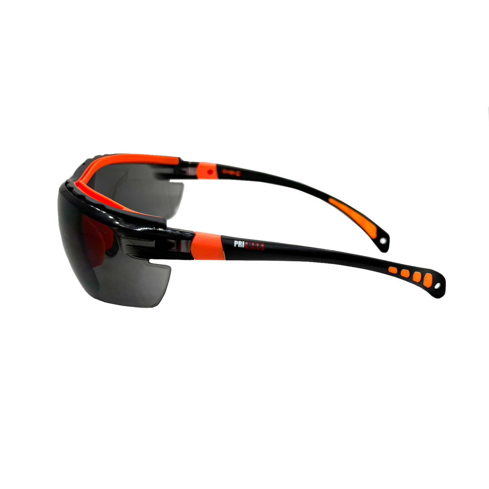 Half Frame Safety Glasses with Orange Adjustable and Ratcheting Temples, Rubber Nose Piece, Gray Lens and Anti-Scratch/Anti-Fog Coating <br> SG58RG/AF